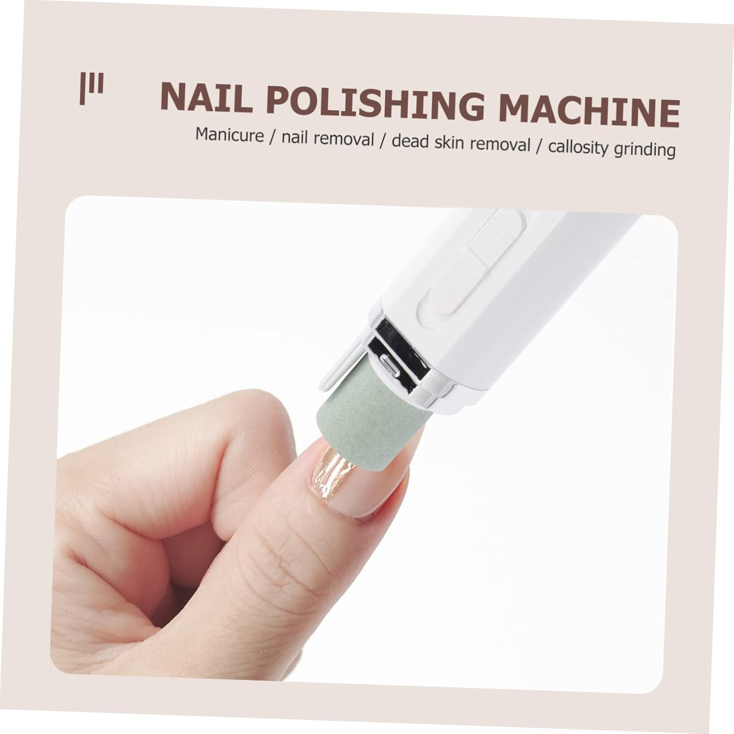 HEALEEP Electric Nail Grinder Nail Drill Machine Battery Operated Portable Manicure Tool EVA Grinding Head Multi-Function Mini White Abs for Home and Travel image number 5