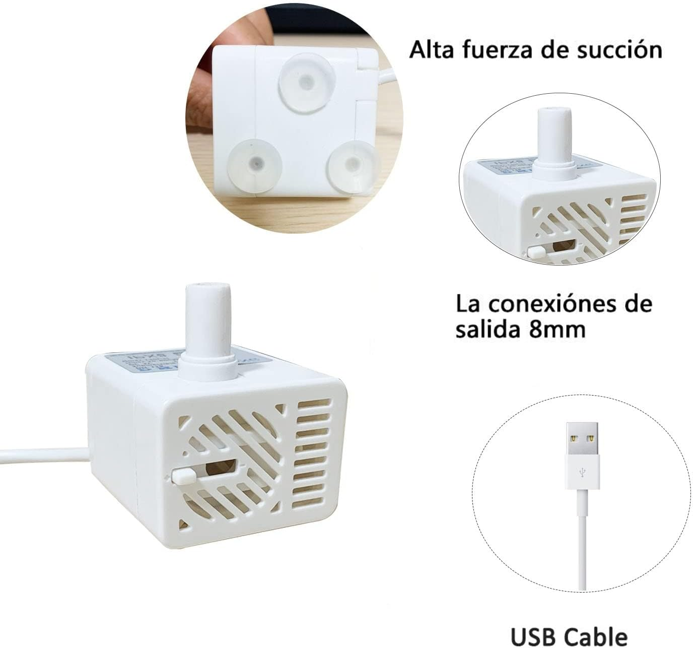 Homvik USB 200L / H 1.5W Mini Water Pump Submersible for Cats Fountain Aquarium Pond and Fish Tank Ultra Silent Fresh and Marine Water Circulation Height 1M image number 2