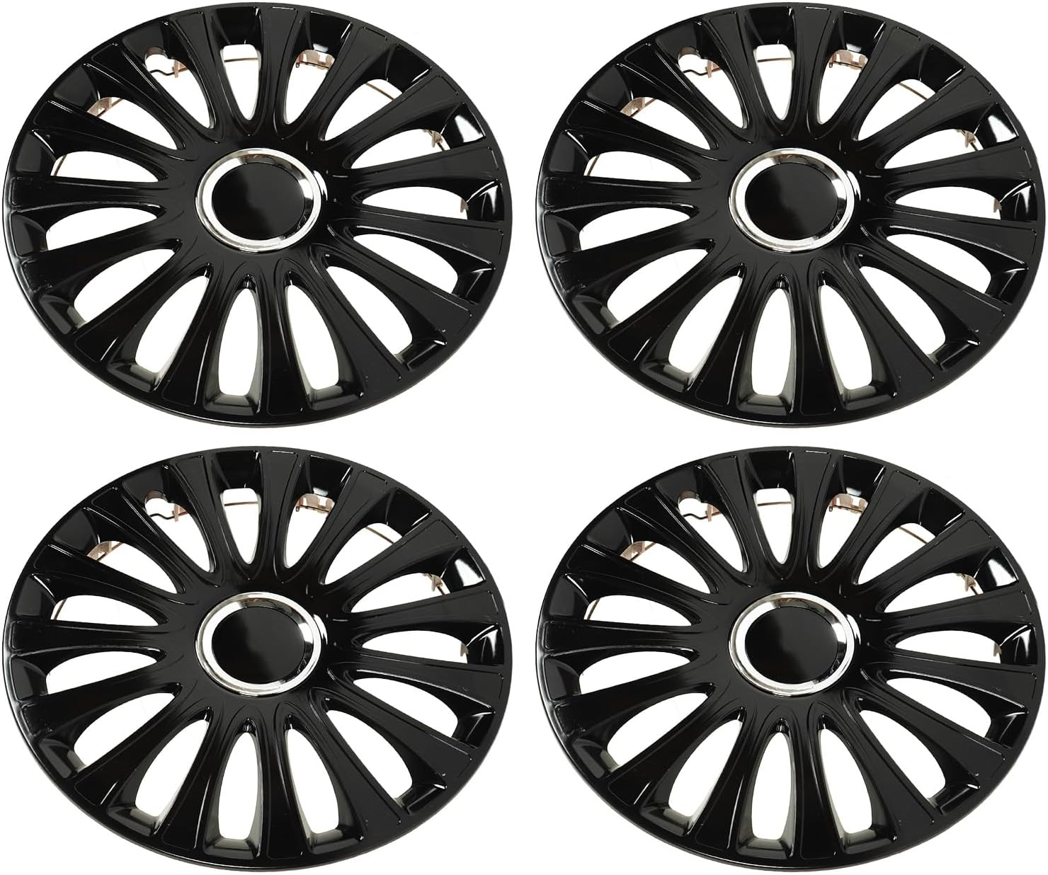 4PCS Black Automobile Hubcap Cool Sporty Wheel Rim Cover Trim Universal Fit, 14In for Most Cars image number 4