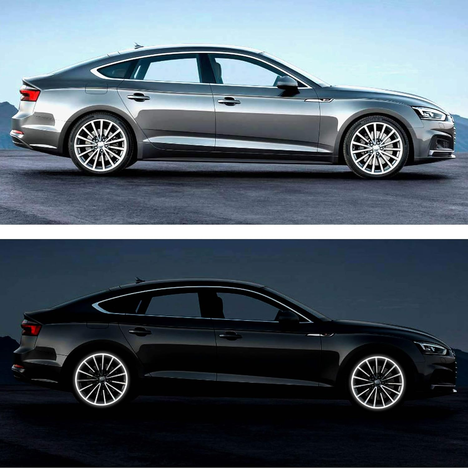 TOMALL 17" Reflective Wheel Rim Tape Sticker for Motorcycle Wheels Car Cycling Bike Bicycle Night Reflective Safety Decoration Stripe Universal (White) image number 2