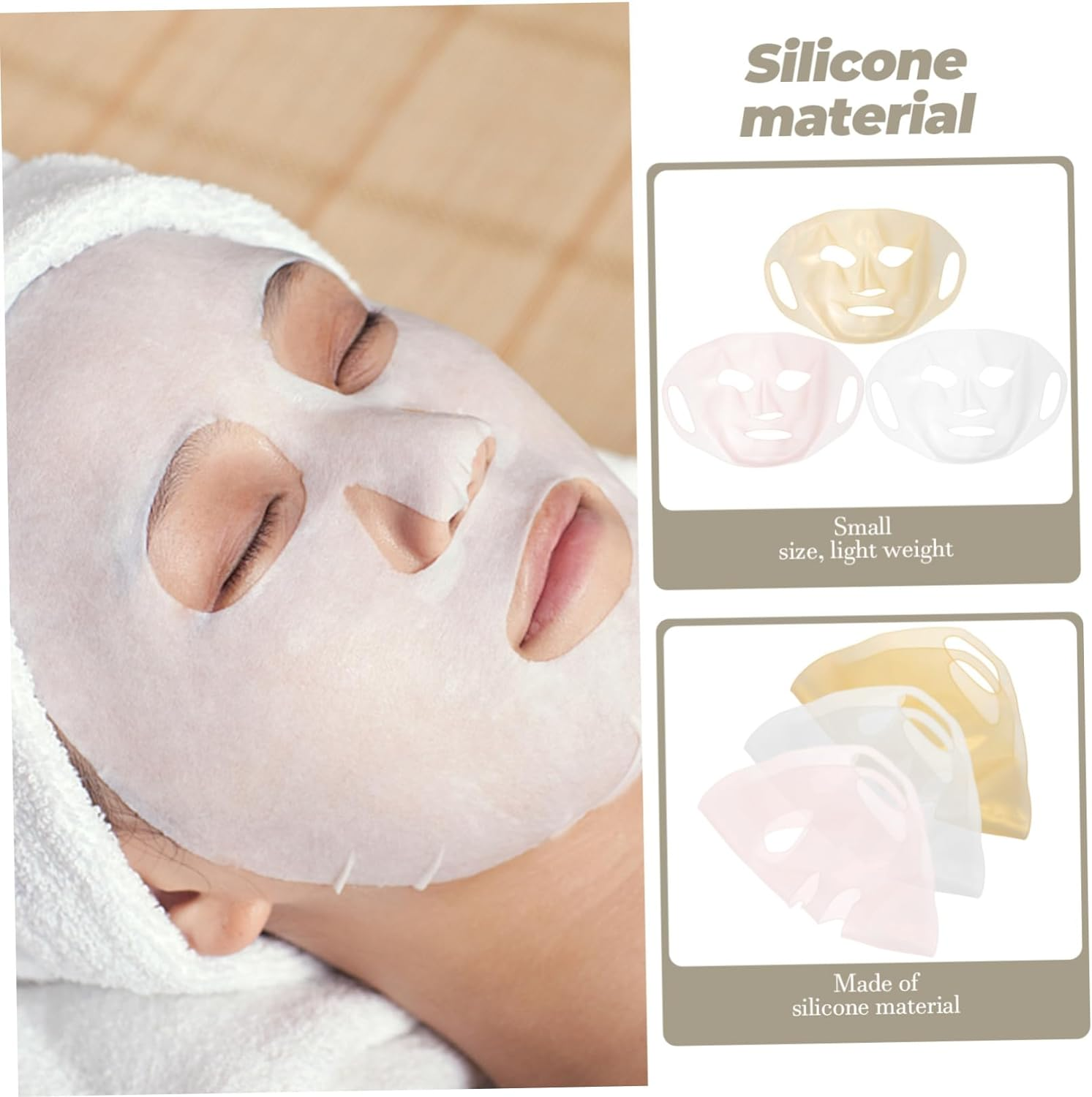 KOMBIUDA 3Pcs Silicone Covers Reusable Moisturizing Facial Cover Hydrating Skincare Comfortable Fit for Women and Prevents Evaporation image number 5