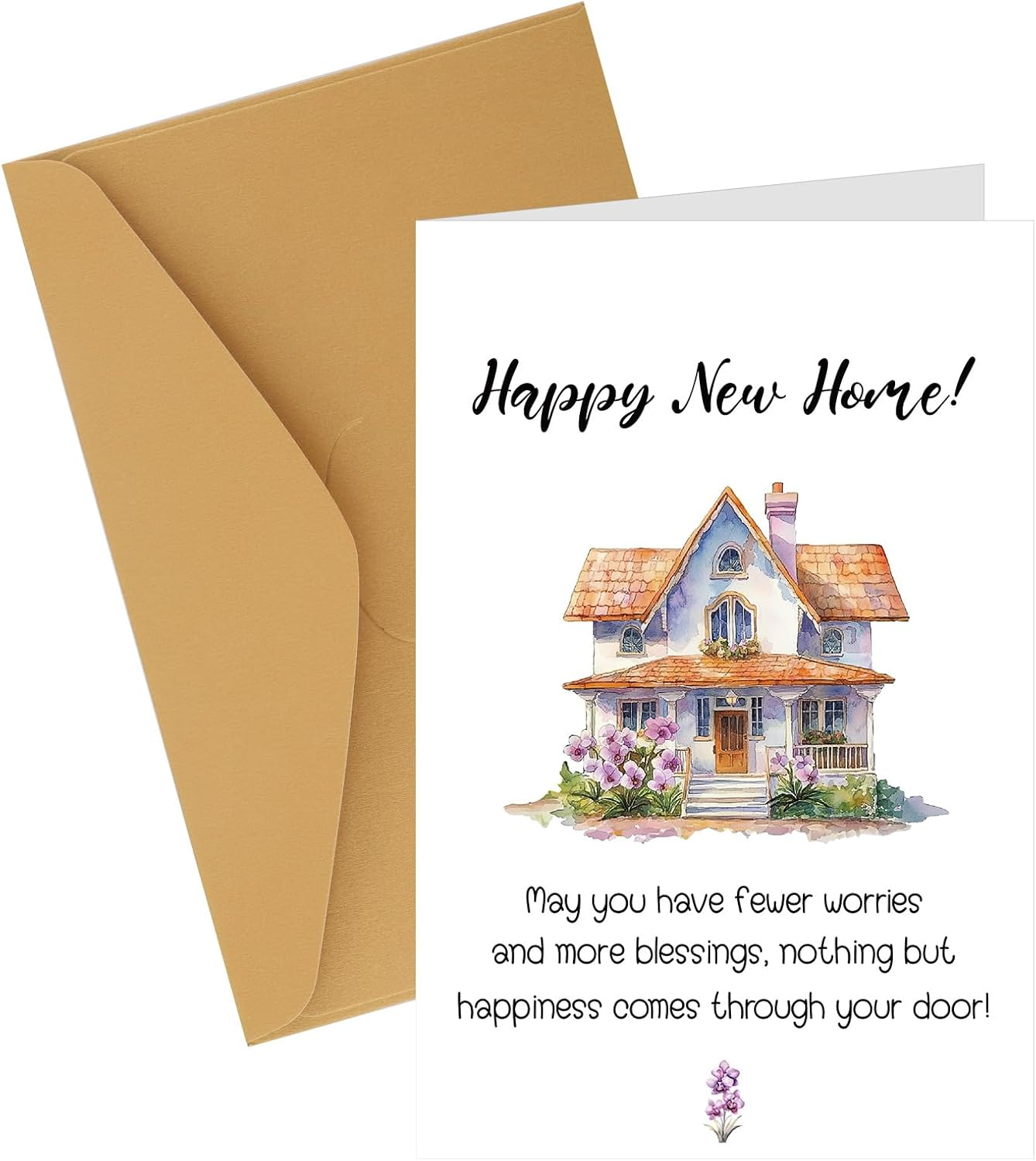NQEUEPN New Home Card, 8.07X5.31 Inch Housewarming Greeting Card with Envelope Funny New Apartment Card Congratulations on Your New House Card with Blessing Welcome New Homeowner image number 2