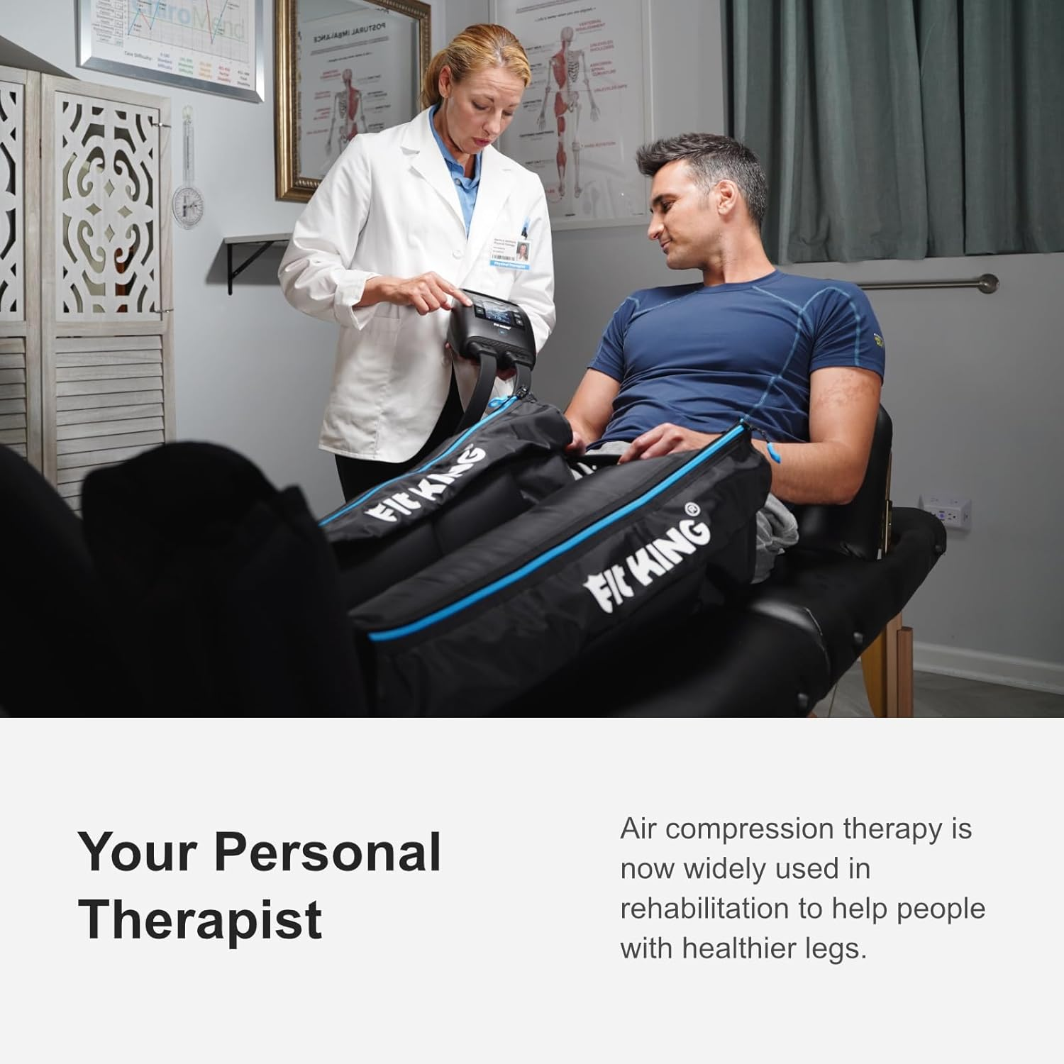 FIT KING Air Compression Recovery System, Cordless Full Leg Massage Boots, Sequential Compression for Circulation Improvement and Fast Recovery, Zone Massage Optional (Small) image number 3