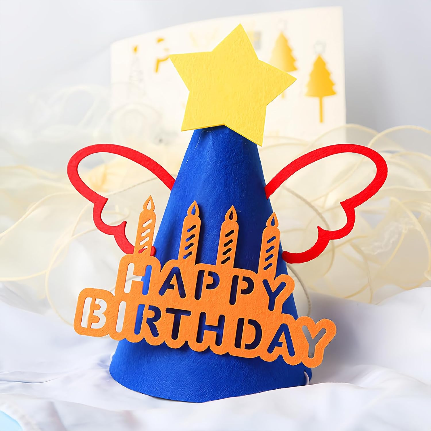 Hannafires Cartoon Felt Birthday Party Hats - Fun Photo Props for Birthday Parties, Party Decorations, Suitable for Adults and Children Gifts. image number 1