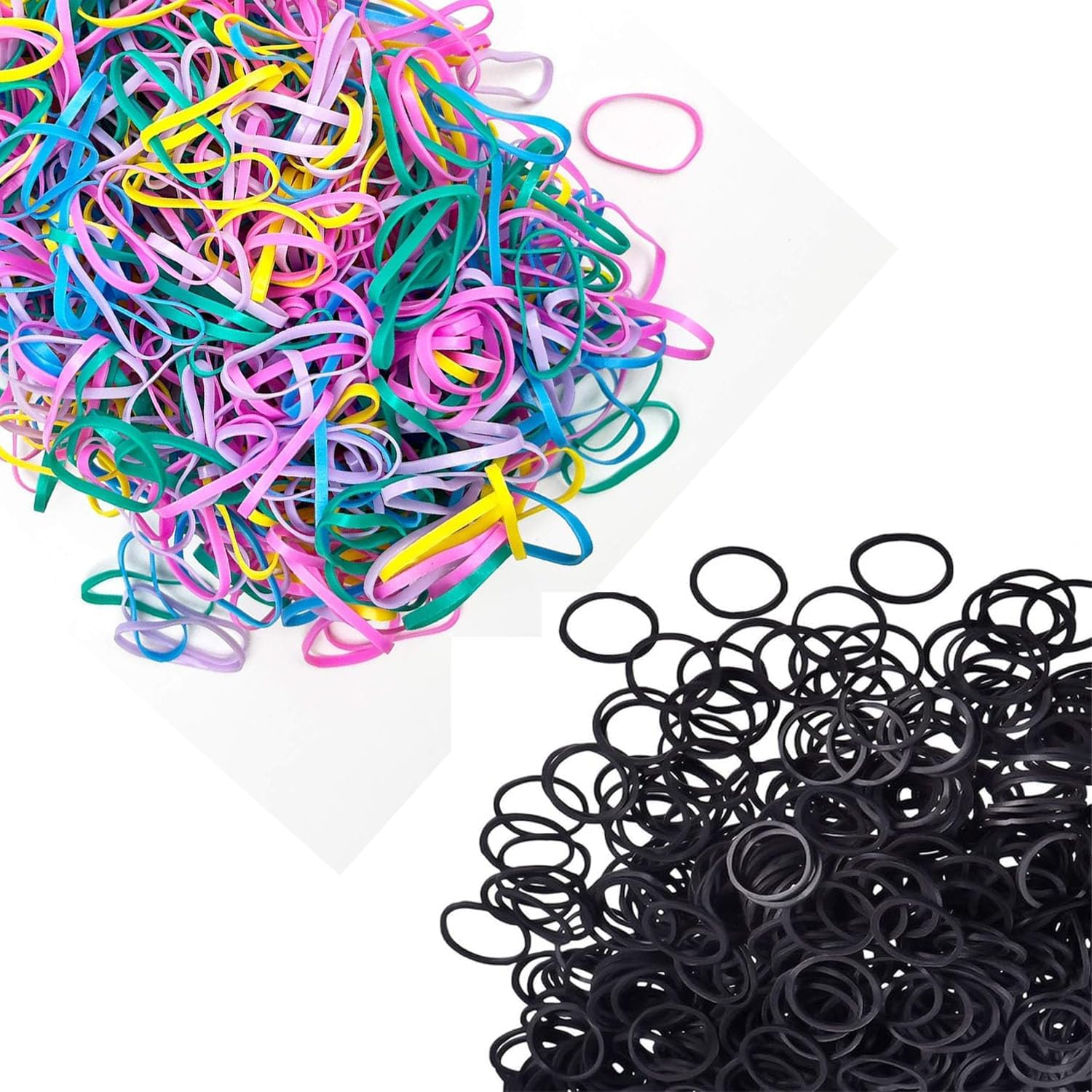 Pack of 1000 Hair Bobbles Multicoloured Mini Elastic Hair Bands for Soft Elastic Bands for Children'S Hair, Children Girls Women'S Braids, Wedding, Hairstyle and More image number 4