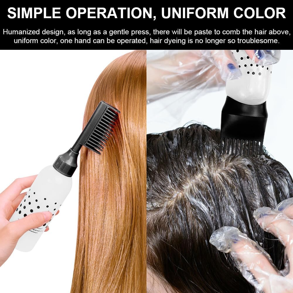 EACHPT Hair Oil Applicator Bottle, 3Pcs Root Comb Applicator Bottle with 1 Hair Massager, Scalp Oil Applicator with Graduated Scale for Salon Home DIY image number 5