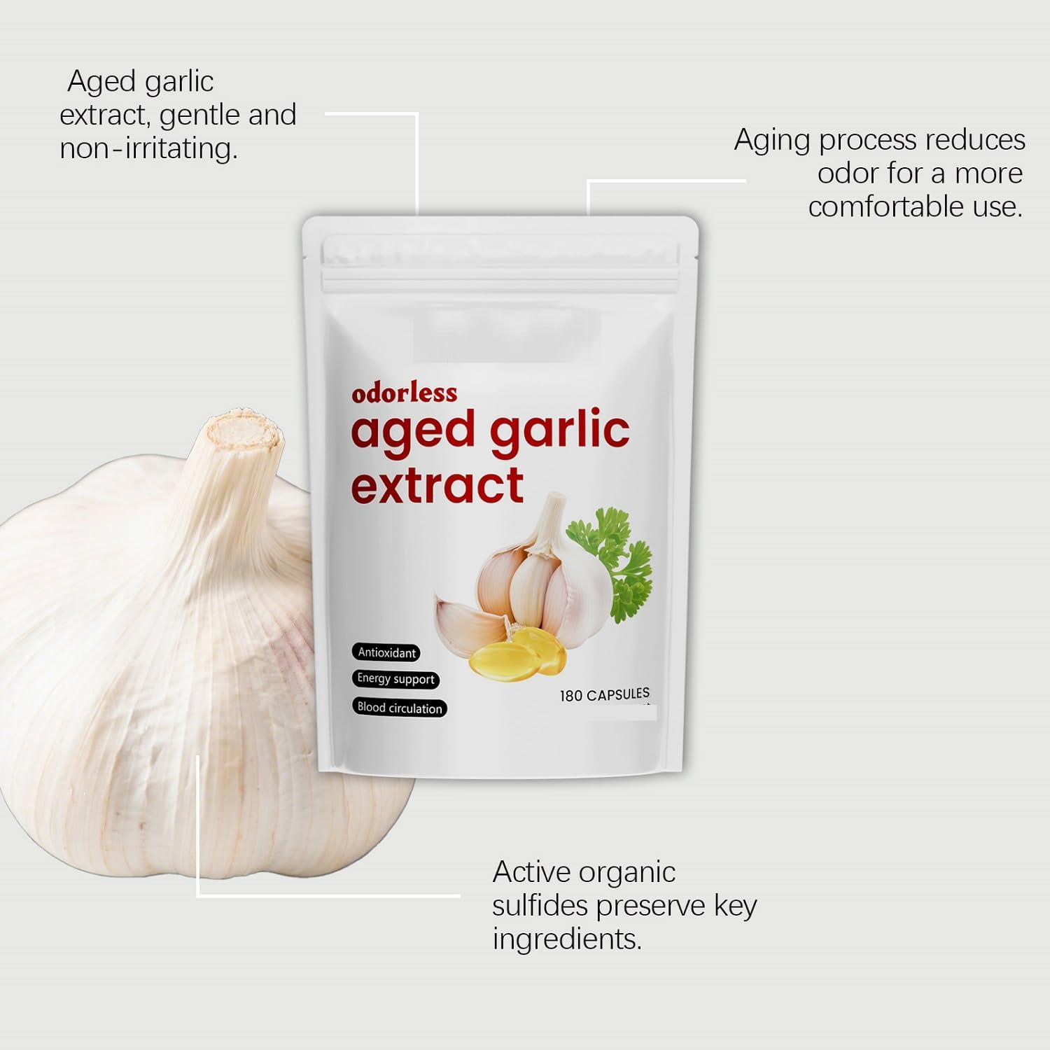 Aged Garlic Extract&mdash;Odorless Garlic│Natural Energy Support Balance,1Pcs
