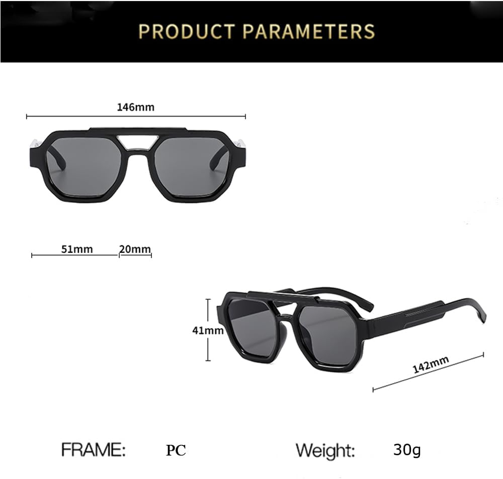 GNOLONG Vintage Double Bridge Pilot Sunglasses - Women Men Retro Hexagonal 70S Eyeglasses Outdoor image number 6