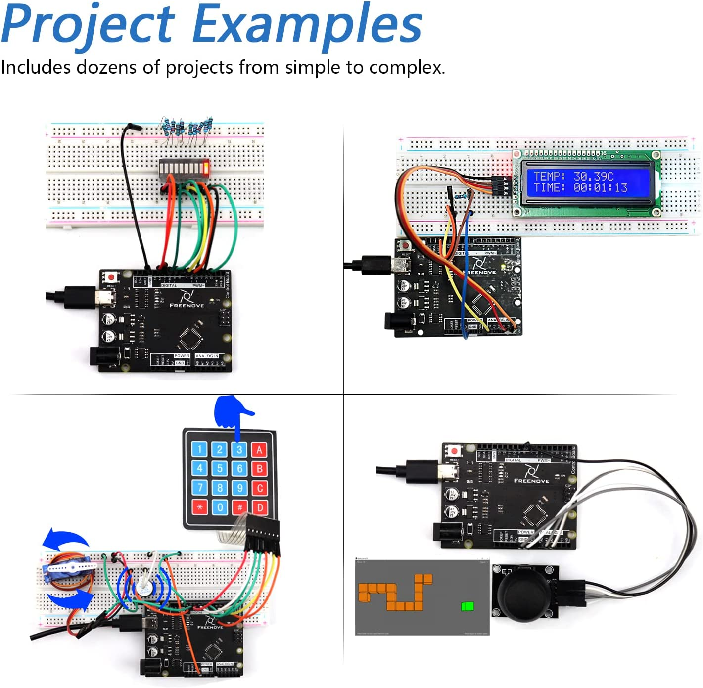 Freenove Ultimate Starter Kit with Board V4 (Compatible with Arduino IDE), 274-Page Detailed Tutorial, 217 Items, 51 Projects image number 1