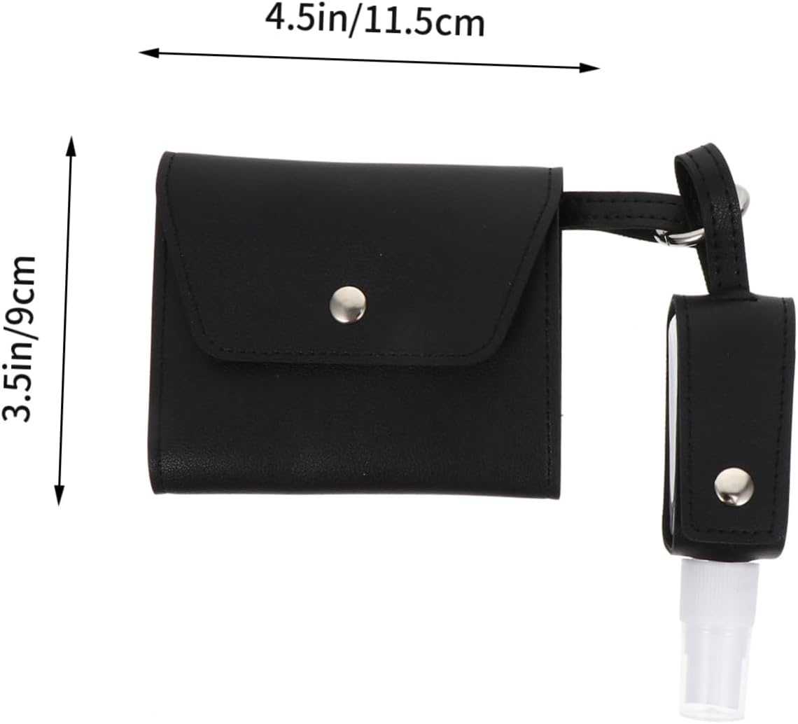 MERRYHAPY Mask Storage Clip Portable Bottle Cover Foldable Mask Holder Keychain Wallet for Travel Toiletries Made of Pu Leather image number 6