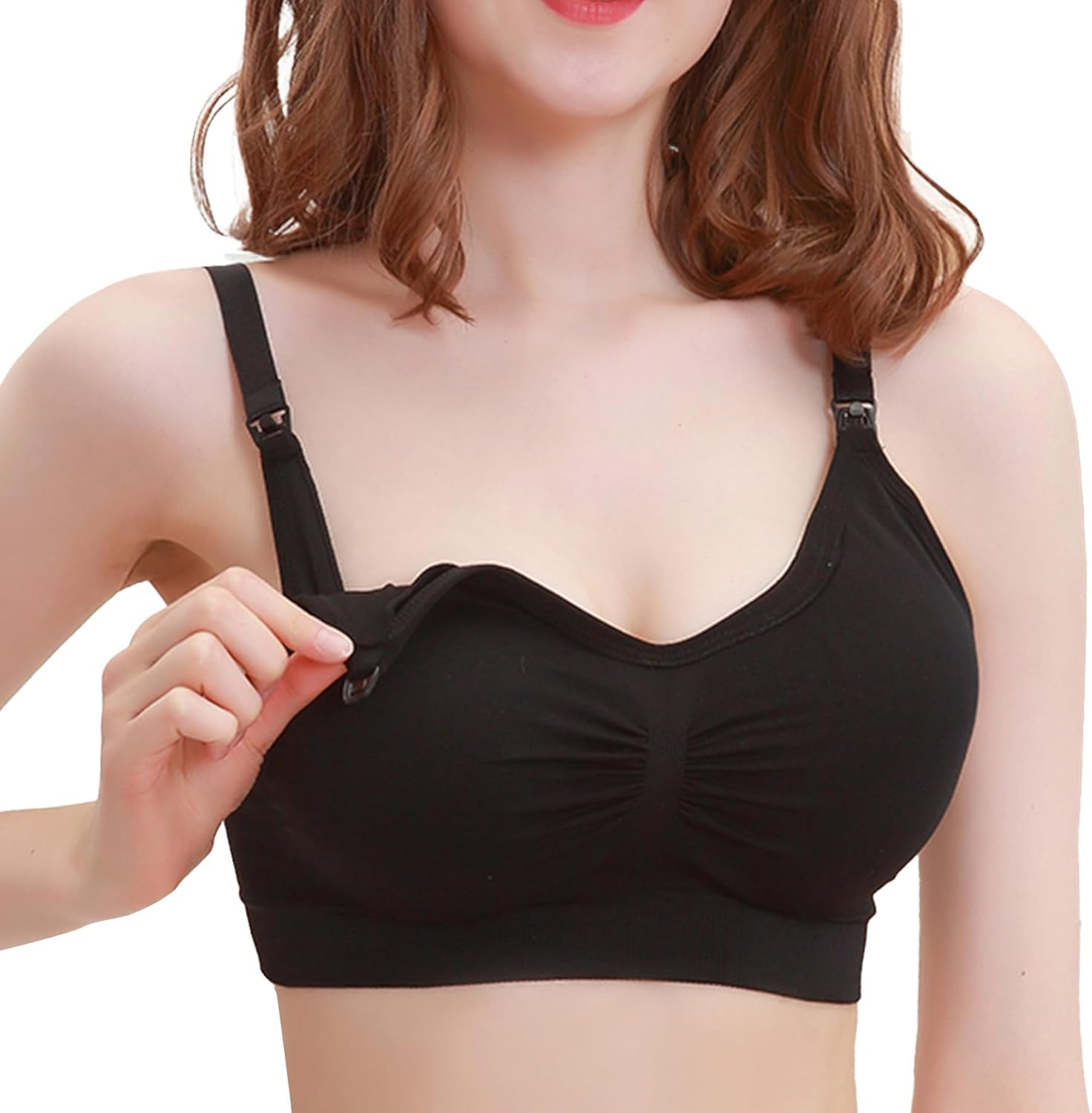 Dress Cici Nursing Bra Wireless - Breastfeeding Clasp Full Coverage for Pregnant Mom