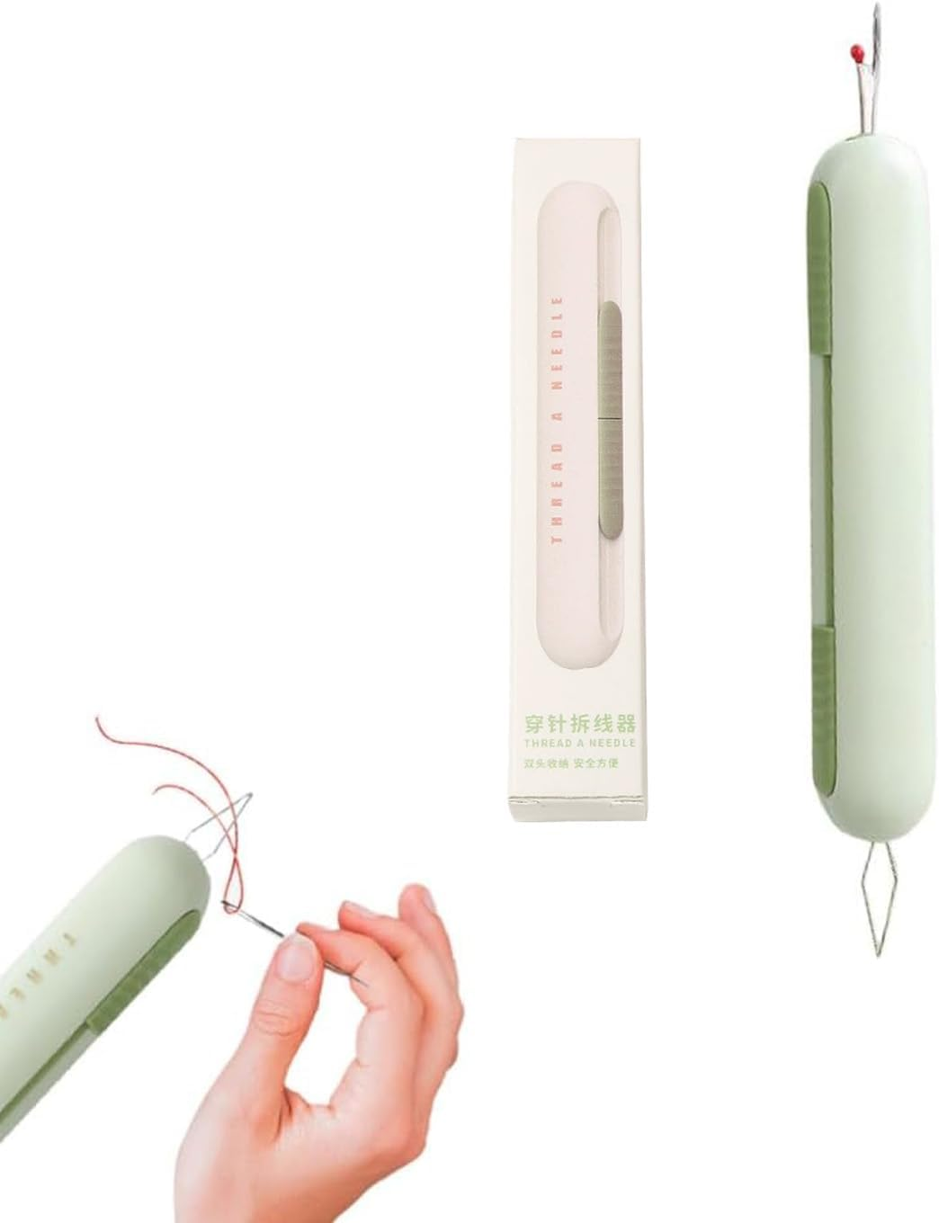 Rookii 2 in 1 Needle Threaders and Seam Ripper.2025 New Quick Plug-In Needle Threaders Seam Rippers for Sewing, Needle Threading and Seam Remover Sewing Seam Ripper Tools Sewing Supplies (Green)