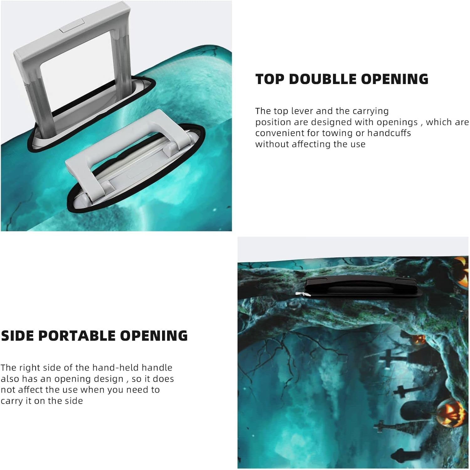 Horror Pumpkin Cemetery Luggage Cover Washable Suitcase Protector Anti-Scratch Suitcase Cover Fits 18-32 Inch Luggage image number 4