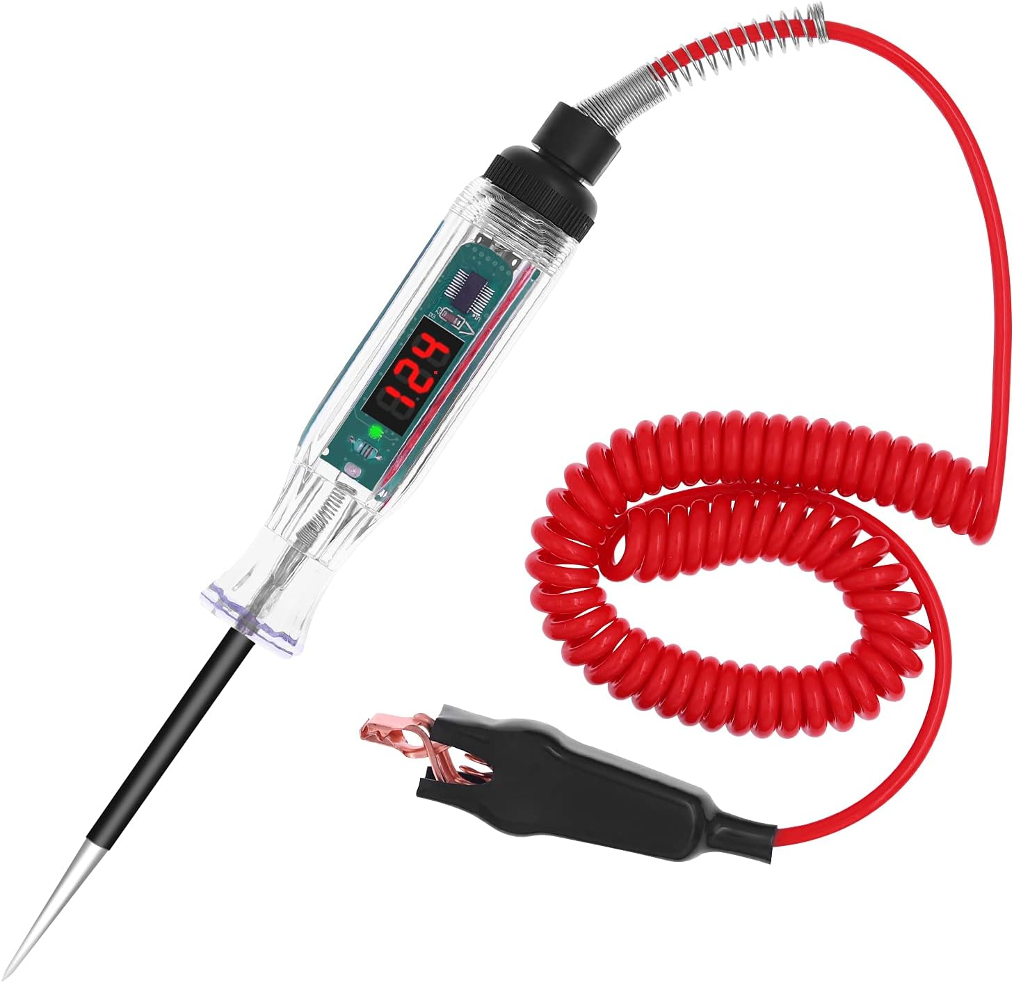 CGDI Upgraded Digital LED Automotive Circuit Tester, 3-32V Test Light with 96 Inch PU Extended Spring Wire, Vehicle Circuits Low Voltage Light Tester with Sharp Stainless Probe image number 3