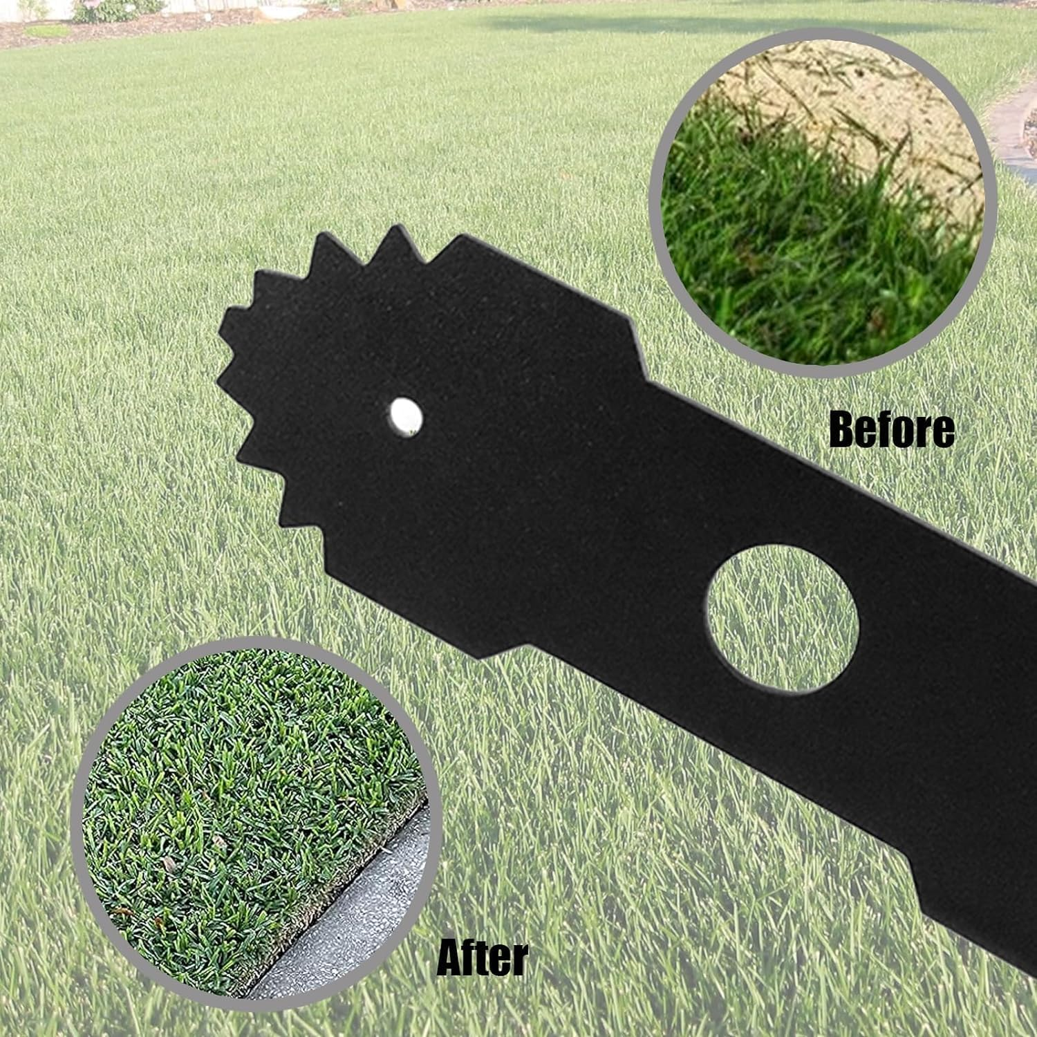 2 Pack 638006008 Lawn Mower Edger Blade with Teeth Compatible with Ryobi Edger RY13050 RY13050A RY15518 RY40030, Homelite Black Max Edger, 8-3/4" Length 1" Center Hole, Replaces 638006007 image number 4