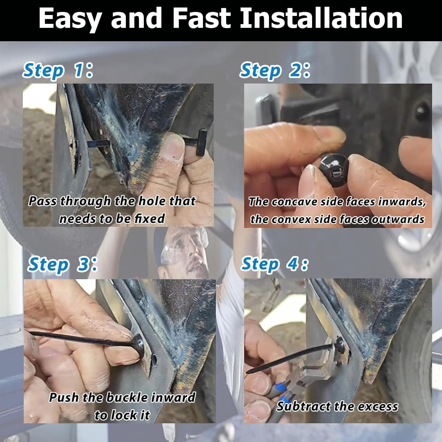 Nylon Universal Cable Tie Buckle, 50 Pcs Universal Heavy-Duty Self-Locking Uv-Resistant Wire Nylon Zip Tie Holders, Multipurpose Plastic Cable Ties Tool for Car, Garage & Home Use (50 Pcs） image number 3