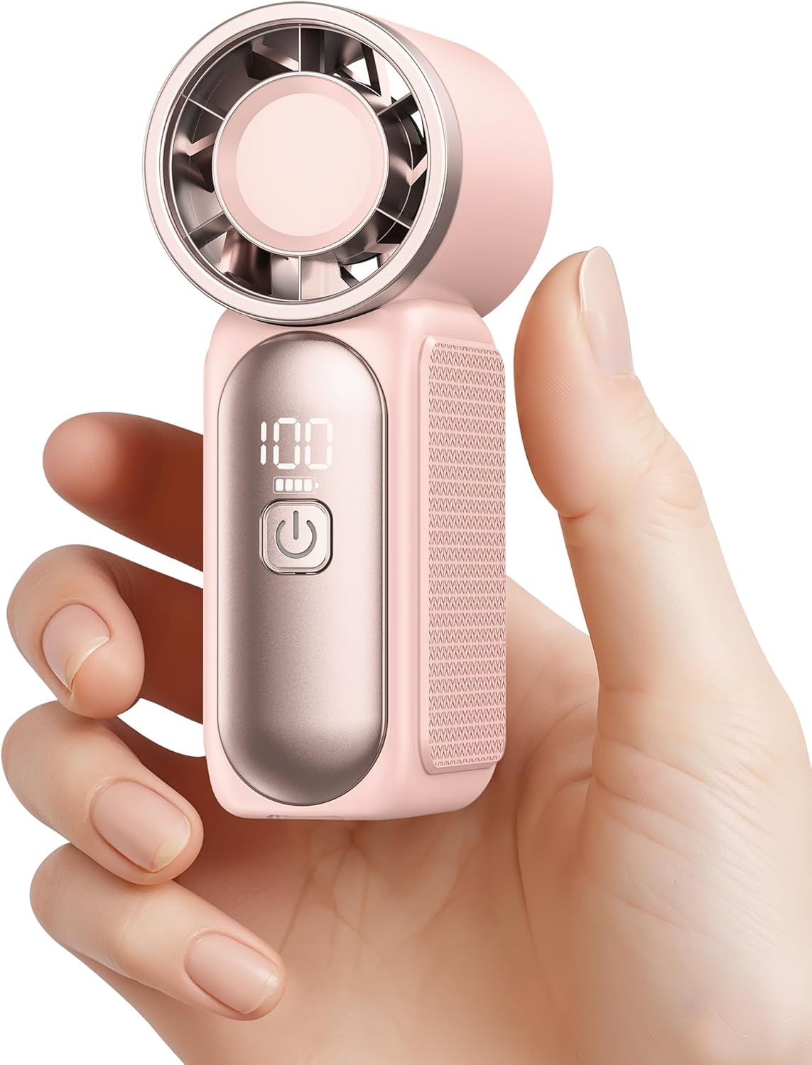 Gaiatop Portable Handheld Mini Fan, 3.5 Inch 16900 RPM High Speed Personal Fan, 6 Gears Strong Wind, LED Display, USB Rechargeable Battery Operated, Women, Makeup, Travel Outdoor, Pink image number 2