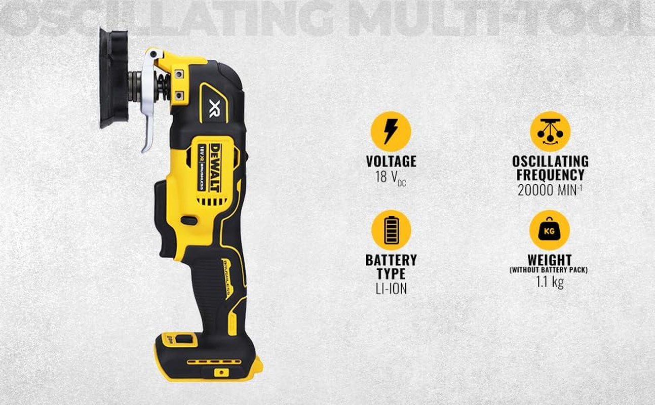 Dewalt DCS356N-XJ 18V XR Li-Ion Cordless Brushless Multi Tool with Speed Selector - Skin Only image number 6