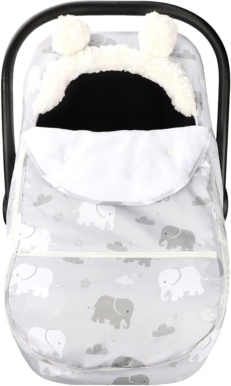 Car Seat Covers for Babies Winter, Flower Carseat Cover Girls, Zipped Cozy & Warm Cover, Universal, Ultra-Soft Breathable, Removable Design Infant Car Seat Canopy