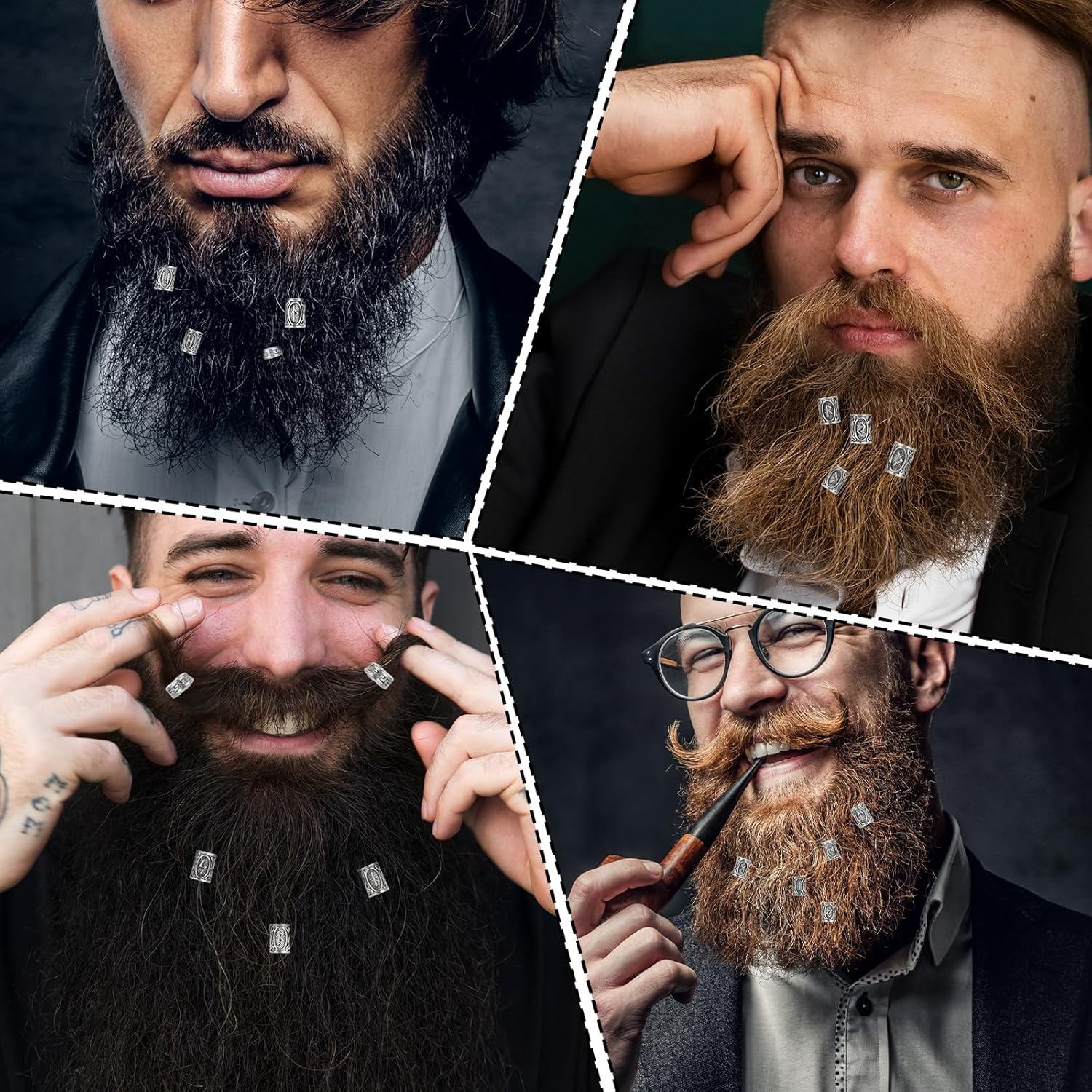 Qianyu 67 Pcs Hair Tube Beads Norse Vikings Runes Hair Jewelry Beard Beads for Bracelets Pendant Necklace DIY Metal Braiding Dreadlock Beads Decoration for Hair Braids Viking Beads Kits image number 5