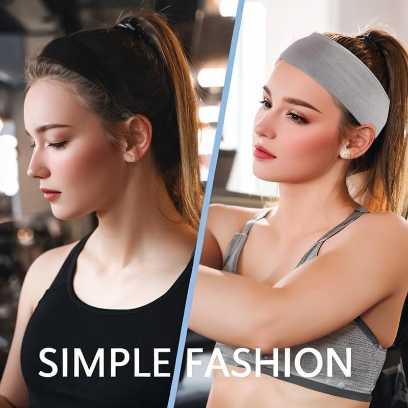 Headband,Lightweight Sports Headband Non-Slip Silicone Elastic Headbands,H HOME-MART Athletic Skinny Headbands for Women Men- Silicone Grip Hairband Mini Sweat Band,Great for Working Out - Color-E(8Pcs) image number 3