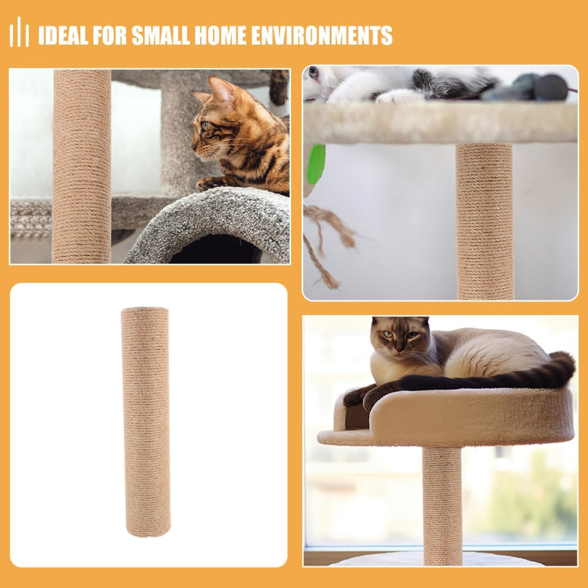 Toddmomy 2Pcs Sisal Cat Scratching Post Replacement 40Cm Sturdy Scratch Pole for Indoor Cats Tree Scratcher Parts Suitable for Adult and Kittens image number 2