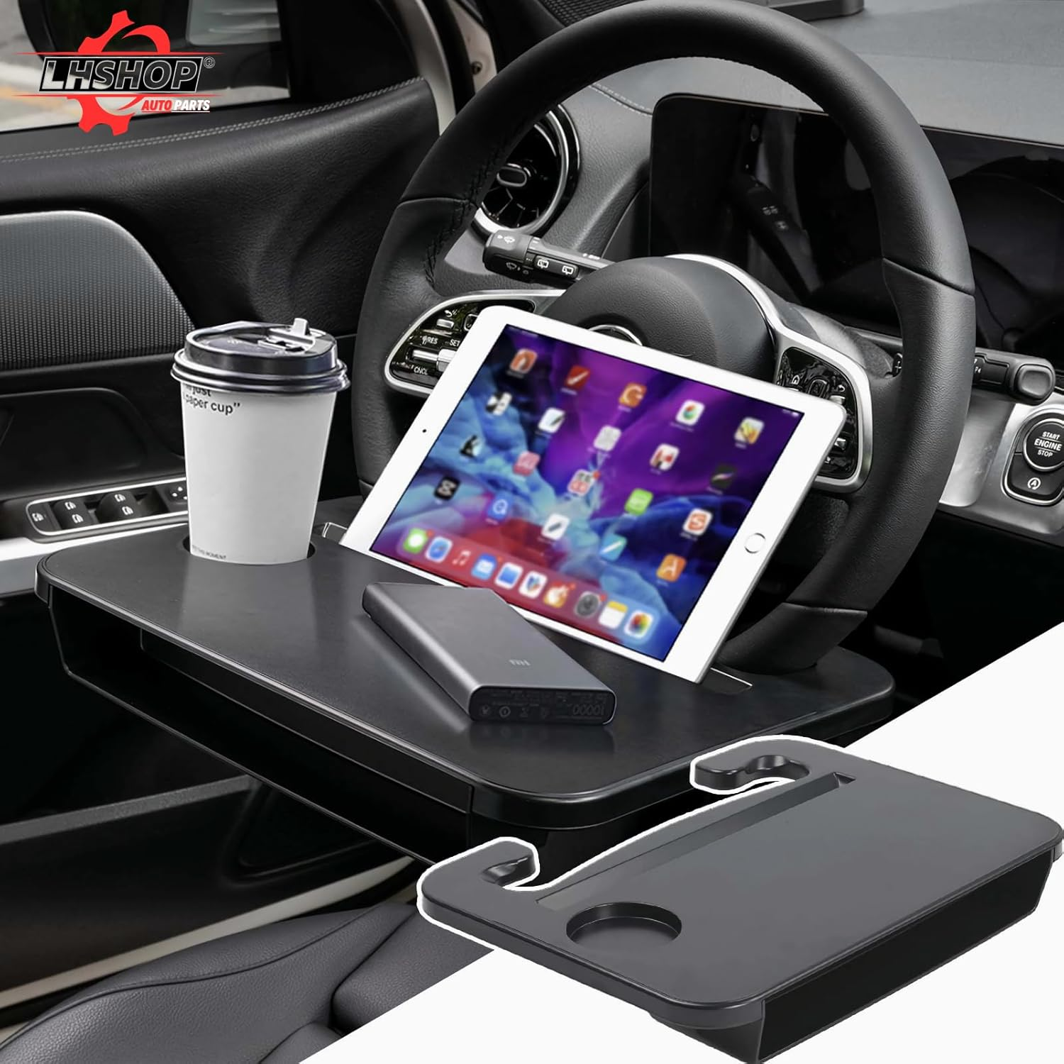 Qlhshop 3 in 1 Car Steering Wheel Desk - Steering Wheel Tray with Car Seat Gap Filler Organizer | Car Food Tray Table for Eating Driver | Car Desk for Laptop Mount, Car Travel Accessories for Adult