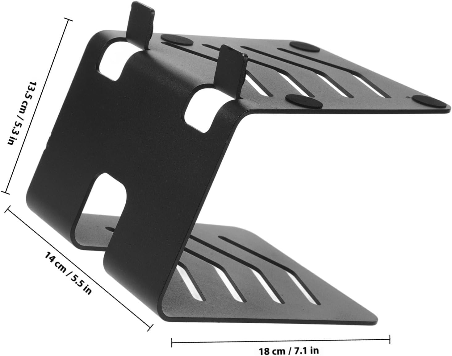Uonlytech Metal Desktop Speaker Stand Riser Audio Amplifier Monitor Desk Stand Heightening Rack for Computer Gaming with Speaker Storage, Black, Small Size for Home Office Use image number 2