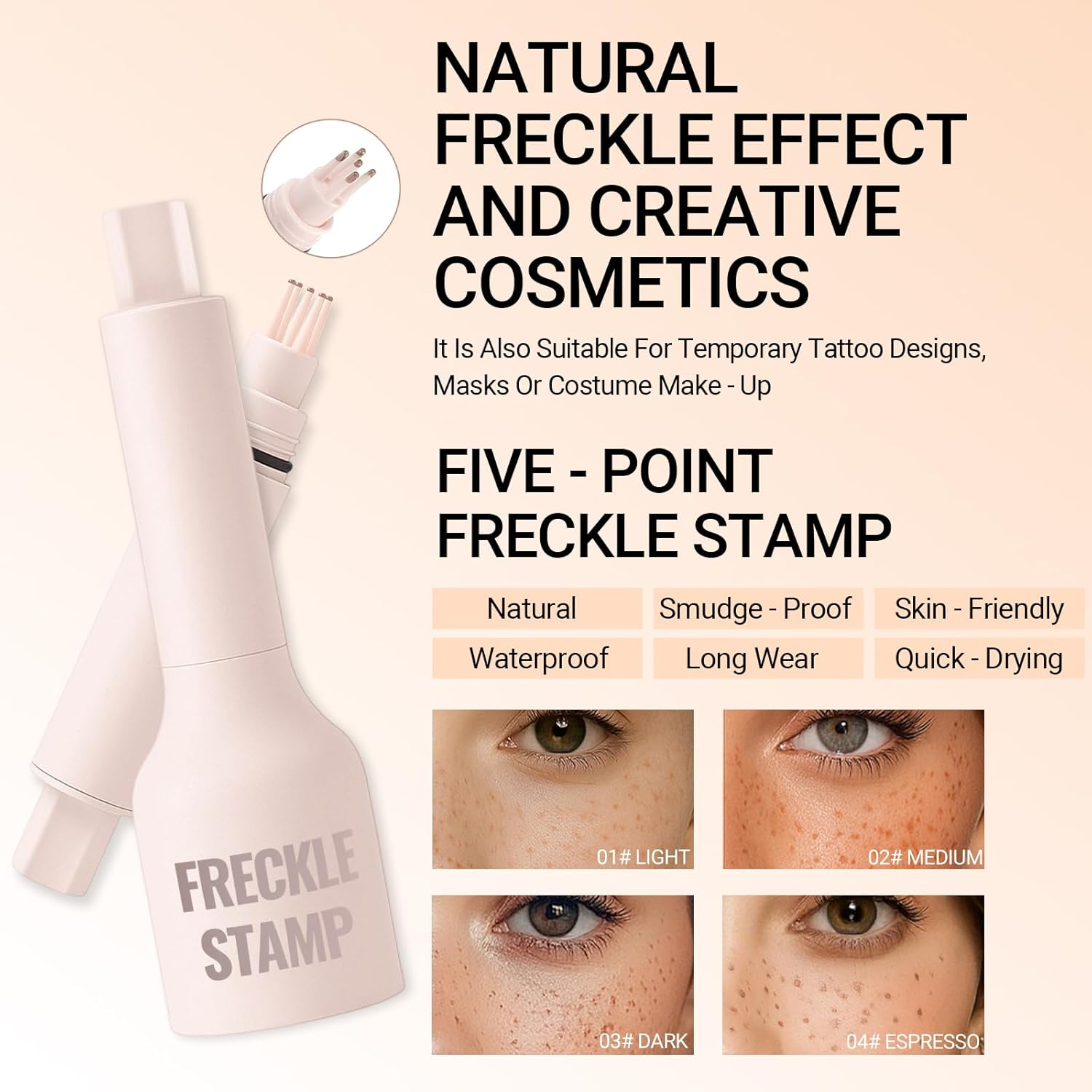 Erinde Natural Faux Freckle Stamp, Waterproof Freckle Pen Makeup, Long Lasting Natural Fake Freckles Stamp, Lifelike Magic Freckles Pen for Face, Sweatproof Matte Beauty Makeup for Women, #01 - 03 image number 2