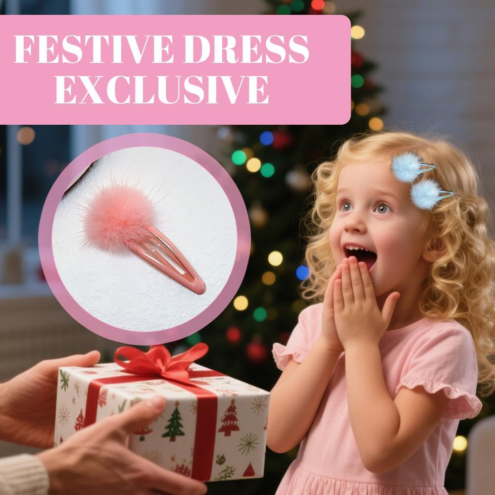 JRYXDS Children'S Hair Clips, Pack of 8 Small Hair Clips Girls, Colourful Hair Clips, Pompoms, Furry Hair Clips for Women and Girls, Hair Clips Girls with Pom Poms for Girls Children image number 2