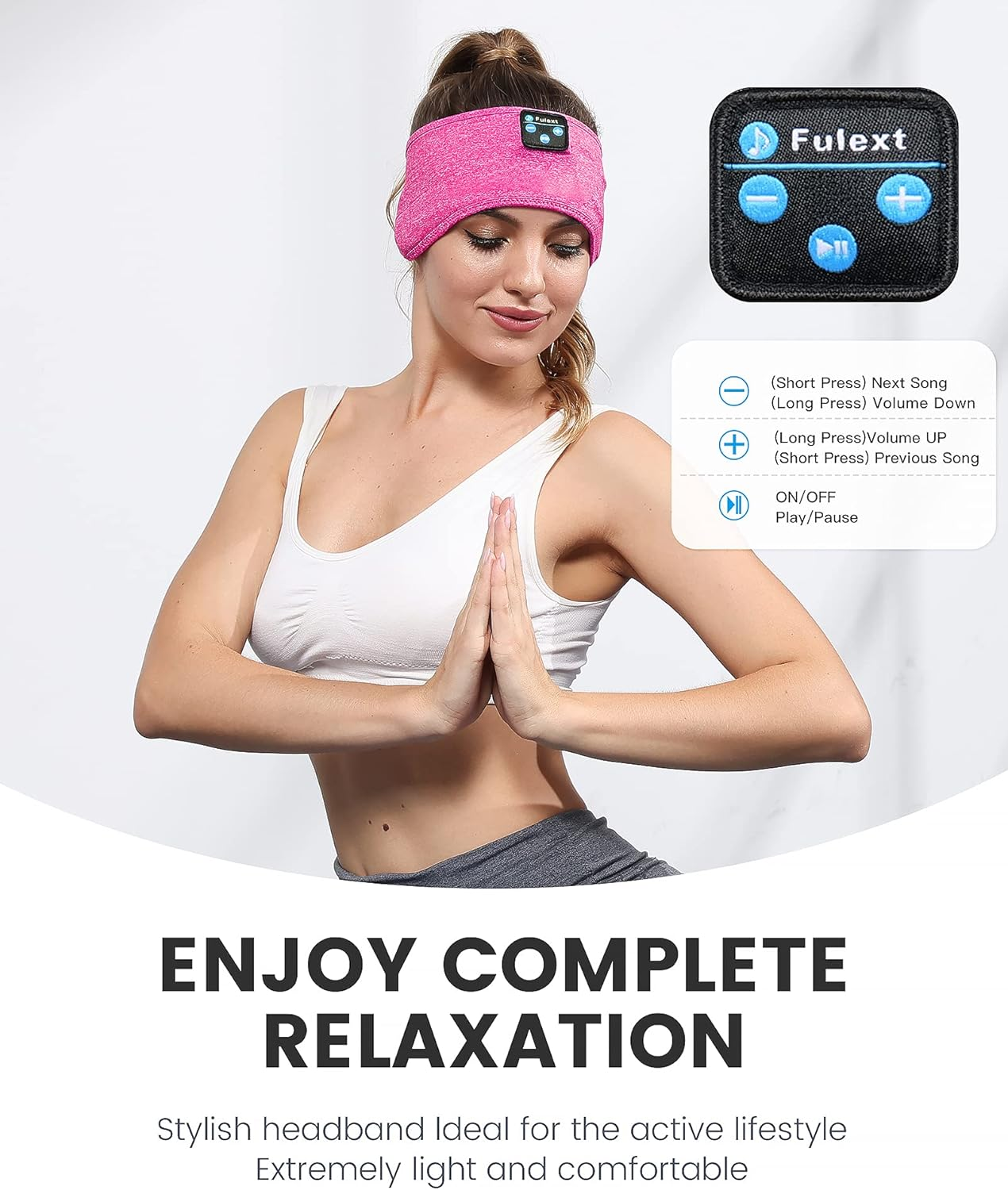 Fulext Sleep Headphones Bluetooth Sleeping Headband, Sleeping Headphones Music Sports Headband, Ultra-Soft Headphones Headband for Side Sleepers, Sleeping Gifts for Men Women image number 2