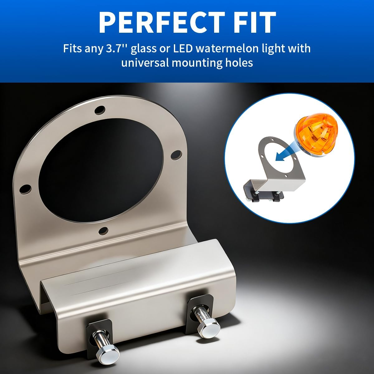 AUTOVIC Watermelon Light Bracket Stainless Steel Universal Mount, Angled Straight Down image number 6