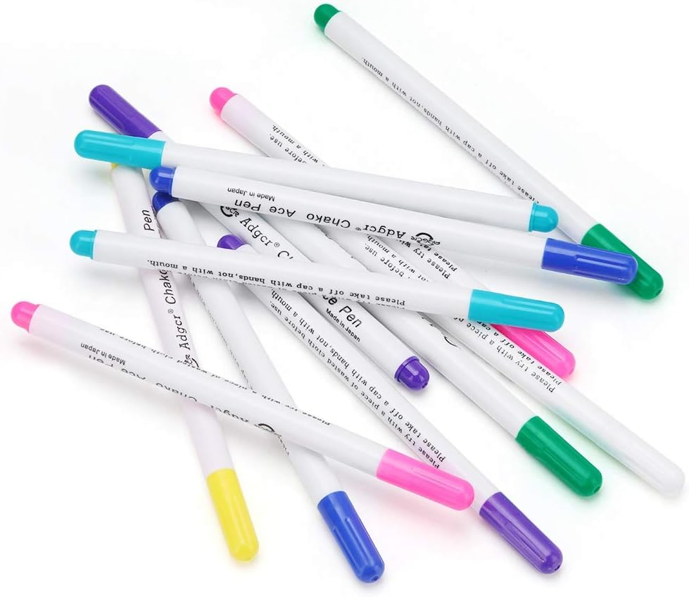 Water Erasable Pens,Disappearing Vanishing Erasable Ink Fabric Marker Pen,12-Pack 7-COLOR Wate,For 11CT/14CT Cross Stitch,Handicrafts for Temporary Marking image number 4