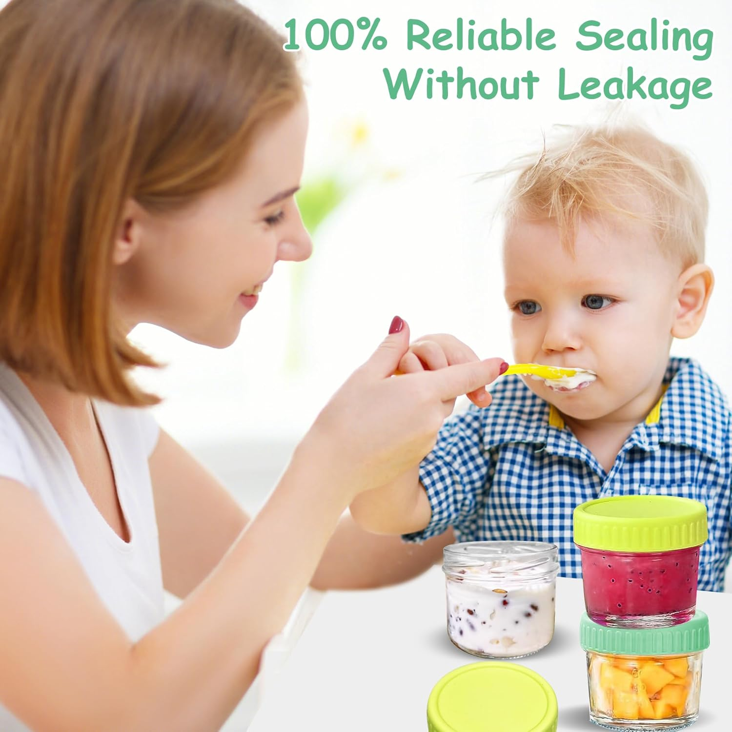 20 Pack Glass Baby Food Storage Containers，Labels，4 Oz Safe Baby Food Storage Jars with Lidsfor Jams,Fruits Salad,Jellies,Spices,Nuts,Handmade Dessertsmicrowave & Dishwasher Safe, BPA Free Reusable image number 4