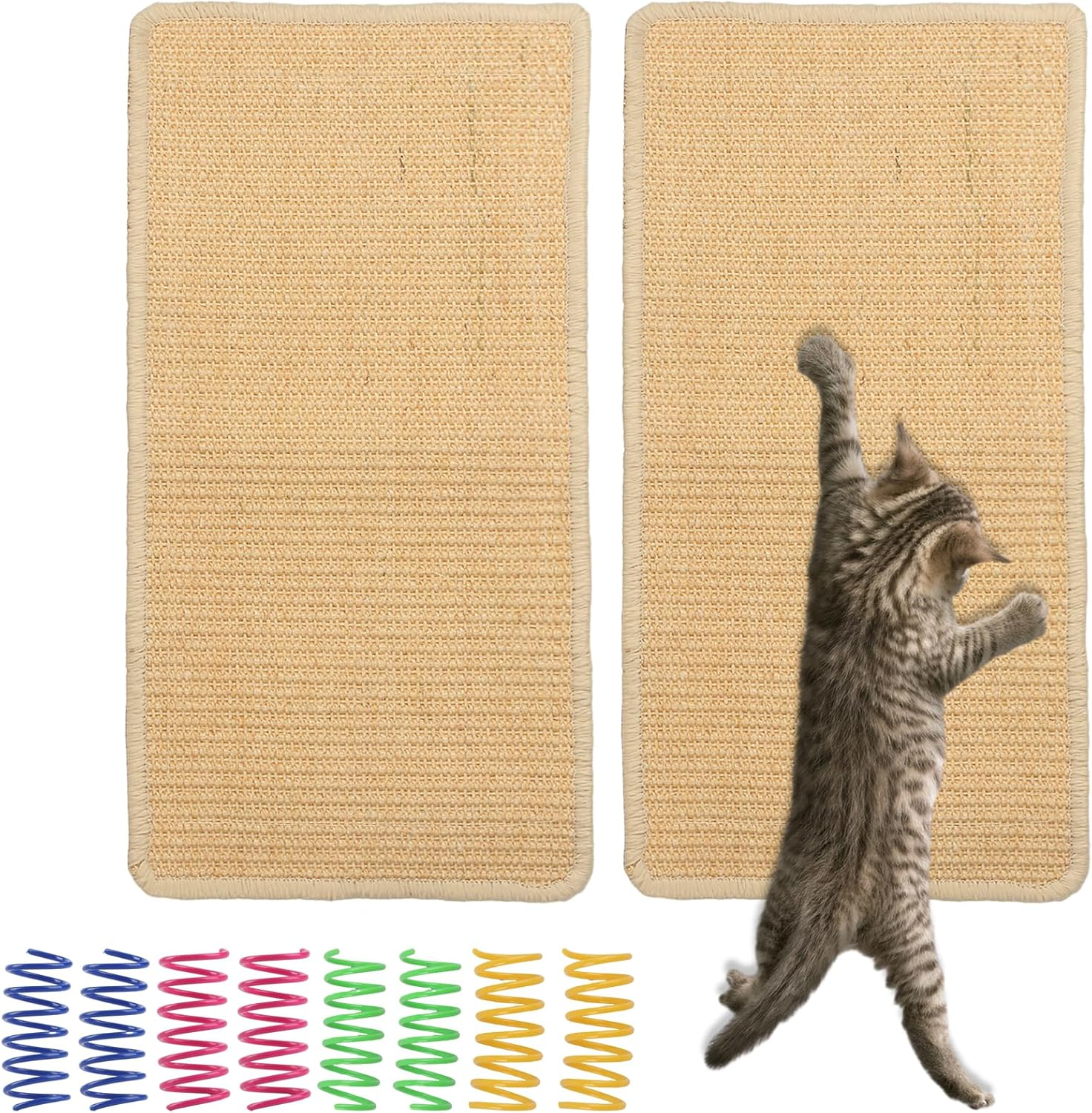 Cat Scratching Mat, Pack of 2 Sisal Carpet Cats, 50 X 25 Cm, Sisal Cat Scratching Mat, Cat Scratching Board, Scratching Mat, Wall, Sisal Mat, Sisal Doormat Carpet for Sofa, Furniture, Door, Cat image number 6