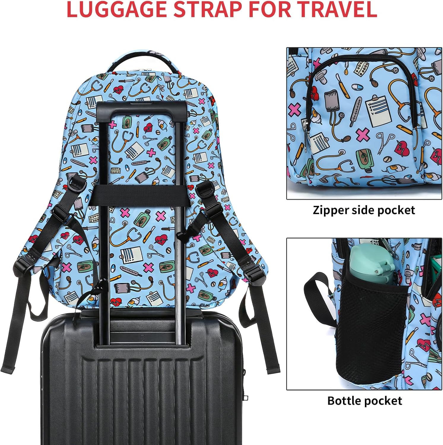 Gatycallaty Nurse Backpack for Women Girls Laptop Work Bag College Nursing Assistant Cna Cma Hospital Commuter Essentials image number 5