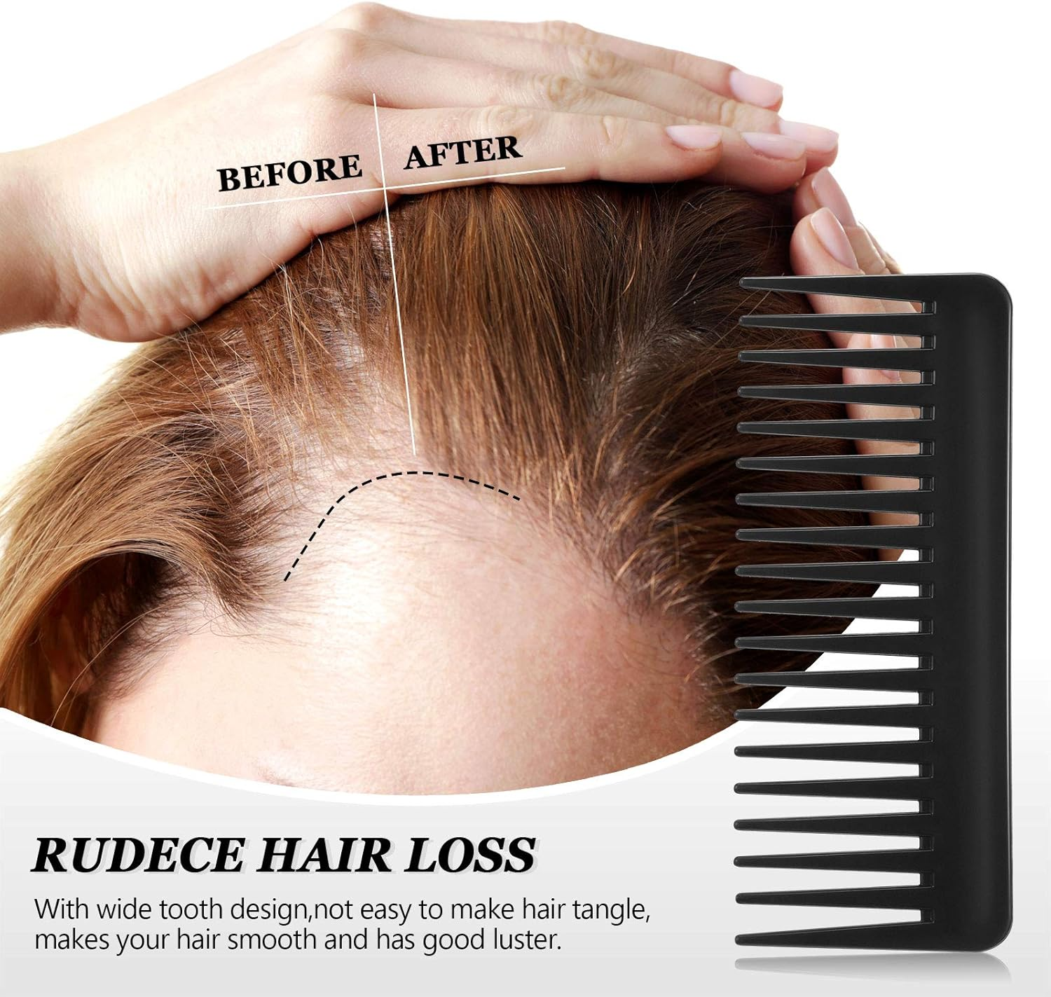 Patelai Large Hair Detangling Comb Wide Tooth Comb for Curly, Long, Wet or Dry Hair, No Handle, Anti-Static, Plastic, Unisex, White image number 5