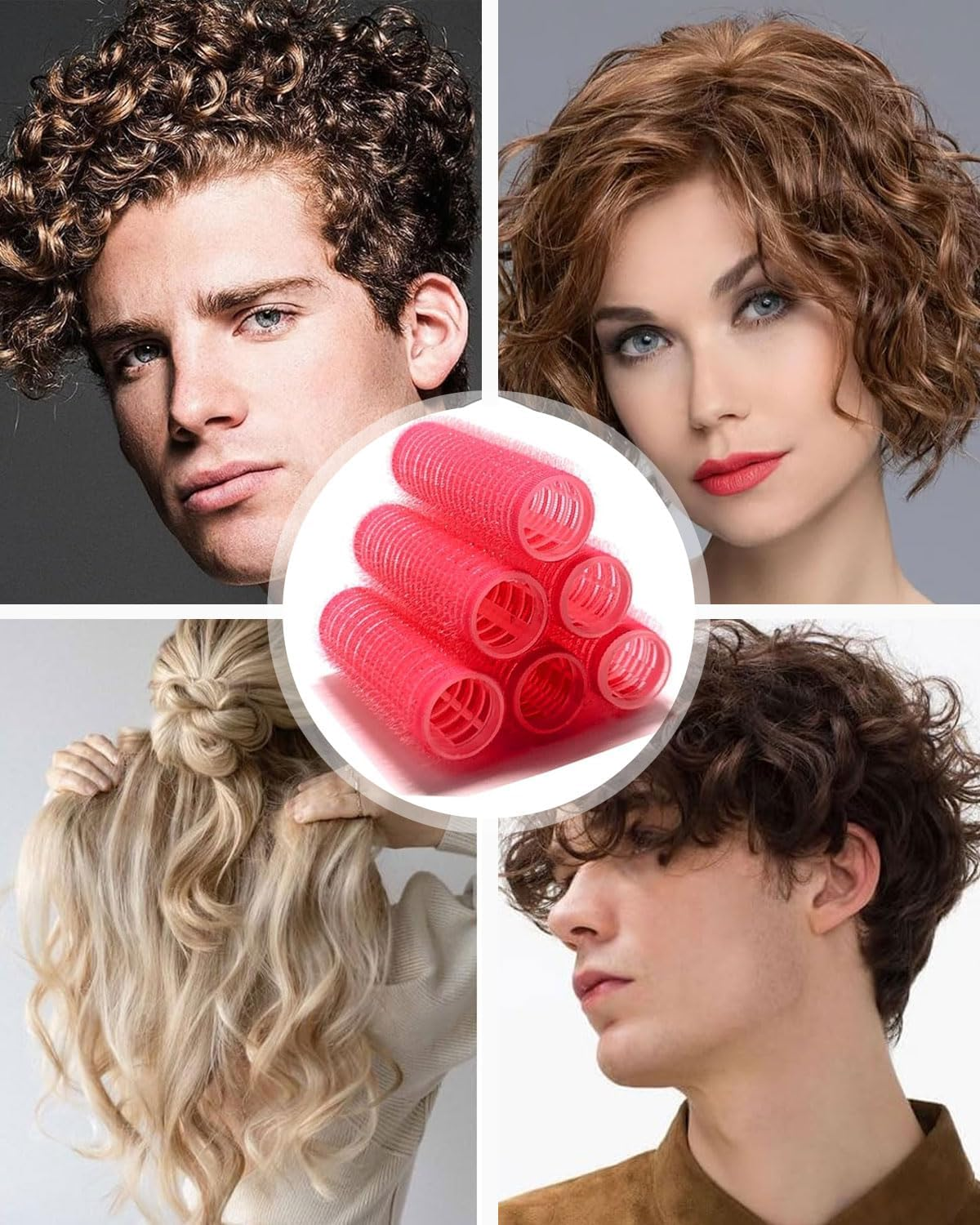 TPZORJX 37 Pieces Manual Hair Rollers Self Adhesive for Salons, Hairdressing Salons, Rat Tail Combs, DIY Curlers with Steel Pointed Tail Combs (Red) image number 4