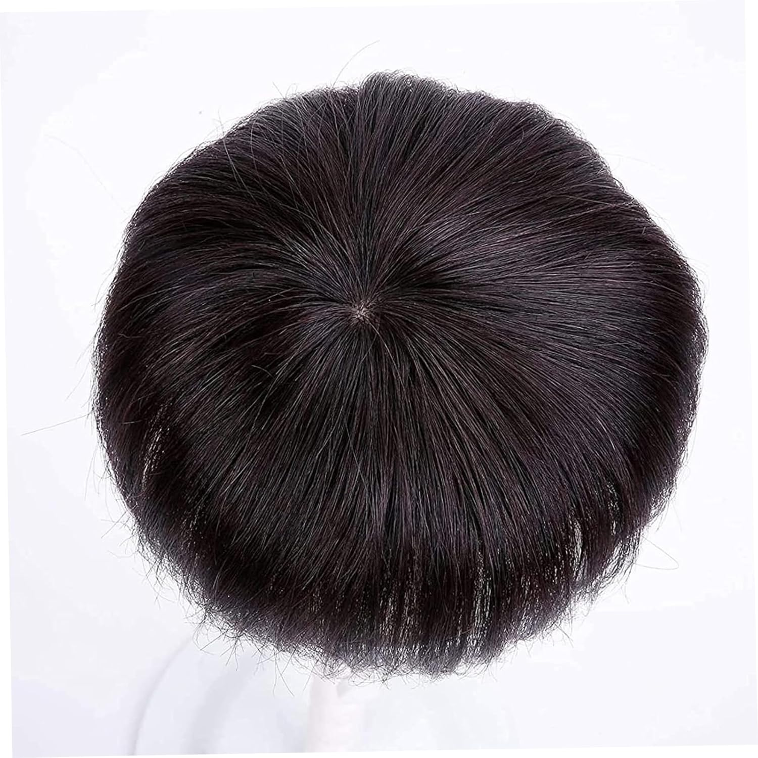 Short Hair Wigs, Human Hair Topper Thinning Hair Topper Clip in Hairpieces 20Cm Dark Brown Hair Extensions for Women image number 3