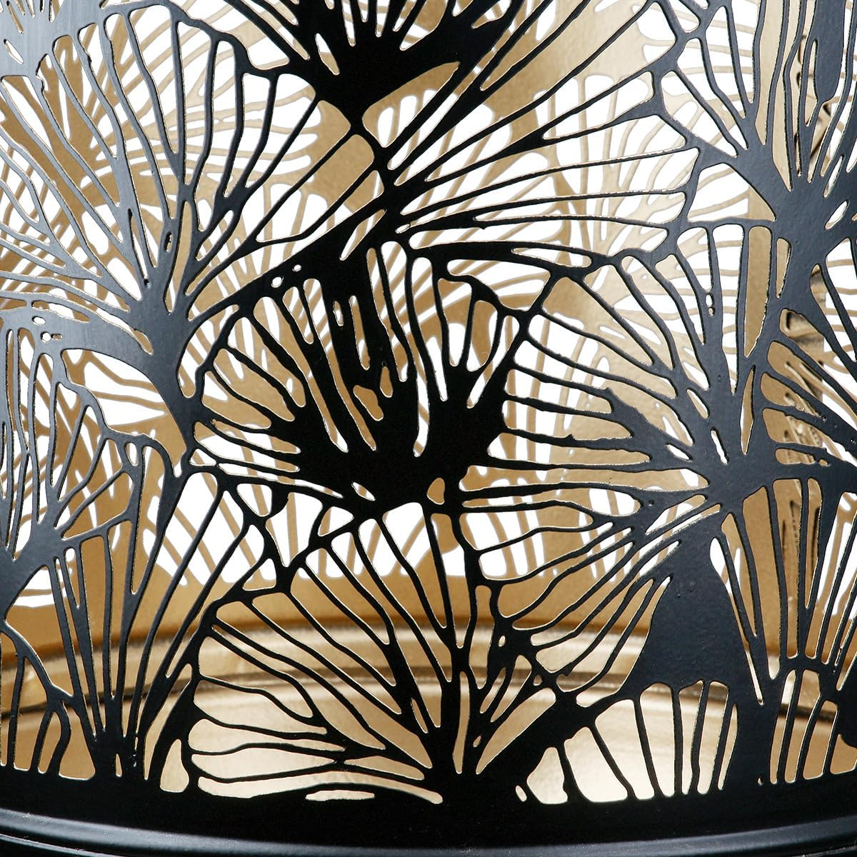 GILDE Ginkgo Lantern Metal &ndash; Matt Black &ndash; Height 36 Cm X Diameter 20 Cm &ndash; Decorative Pattern &ndash; Lantern image number 2