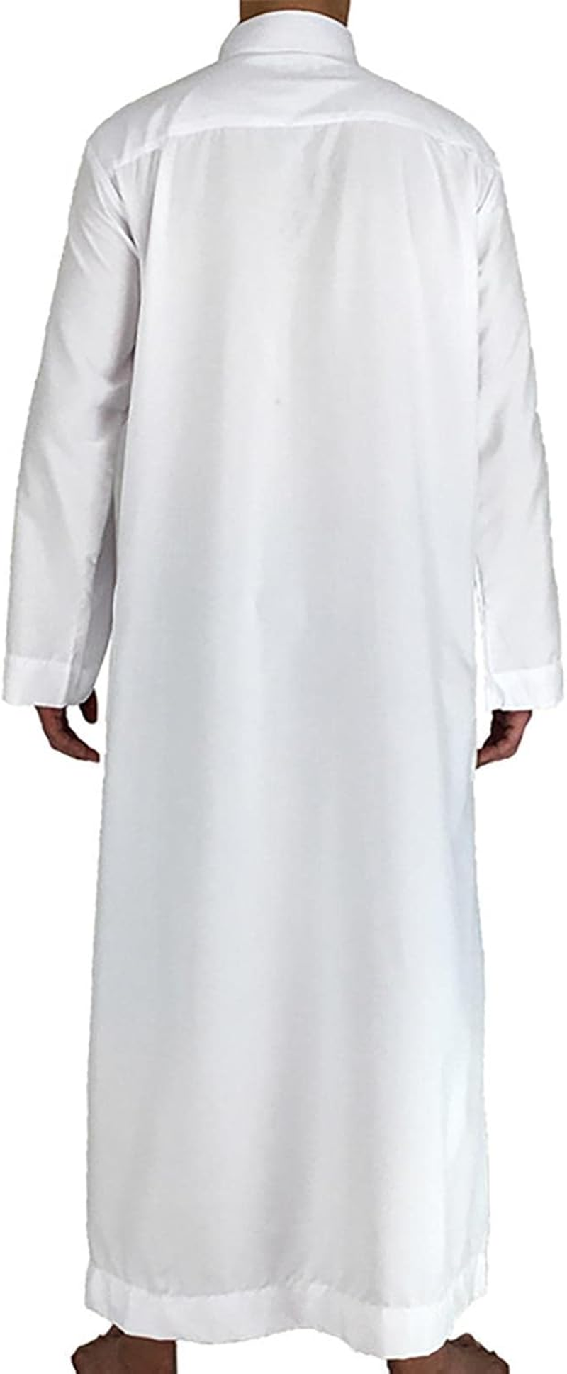 Men'Clothing Thobe - Men'S Casual Solid Saudi Arabic Thobe,Crew Stand Collar Kaftan Robe with Button for Beach, - 56（L） image number 6