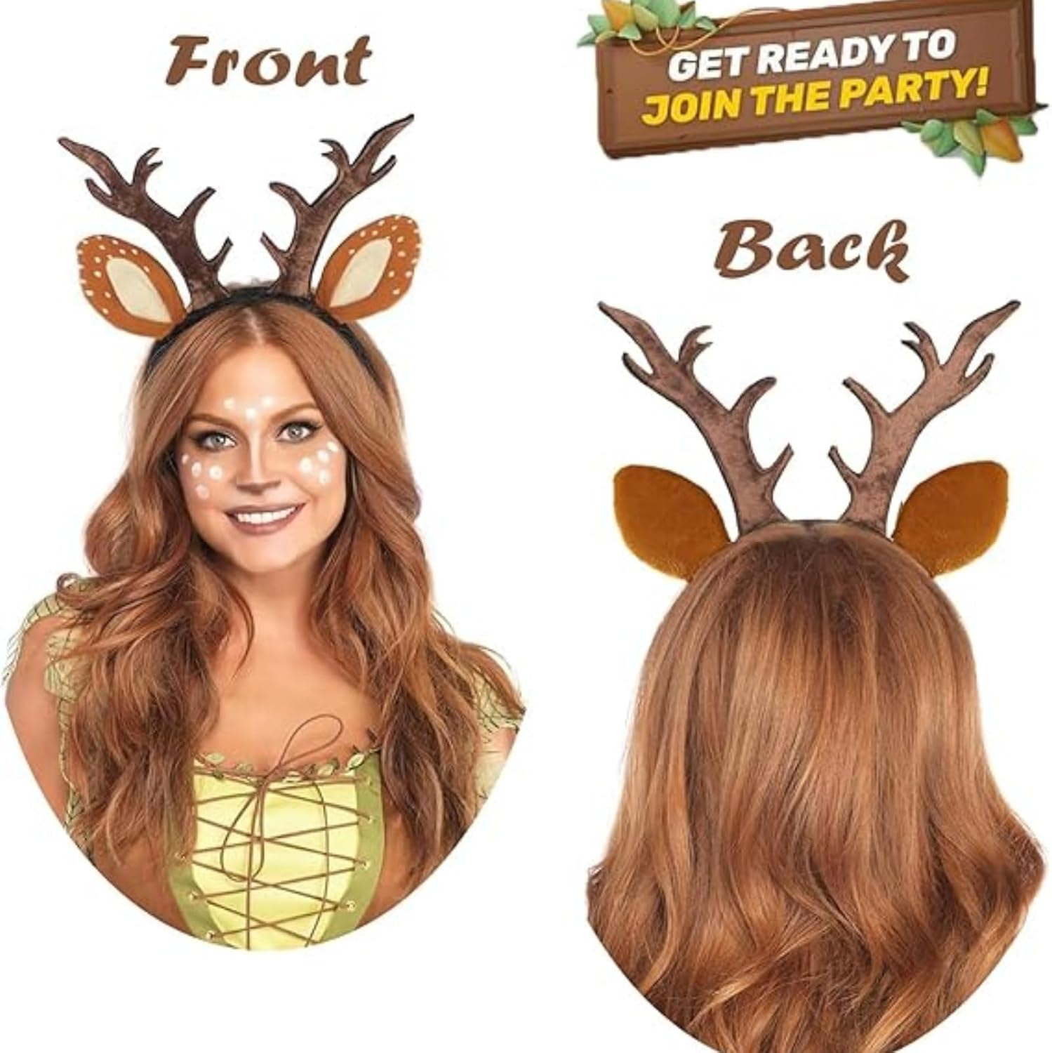 Itadaku 2 Pcs Christmas Reindeer Headbands for Women and Girls, Fun Holiday Party Hair Accessories for Christmas Celebrations image number 4