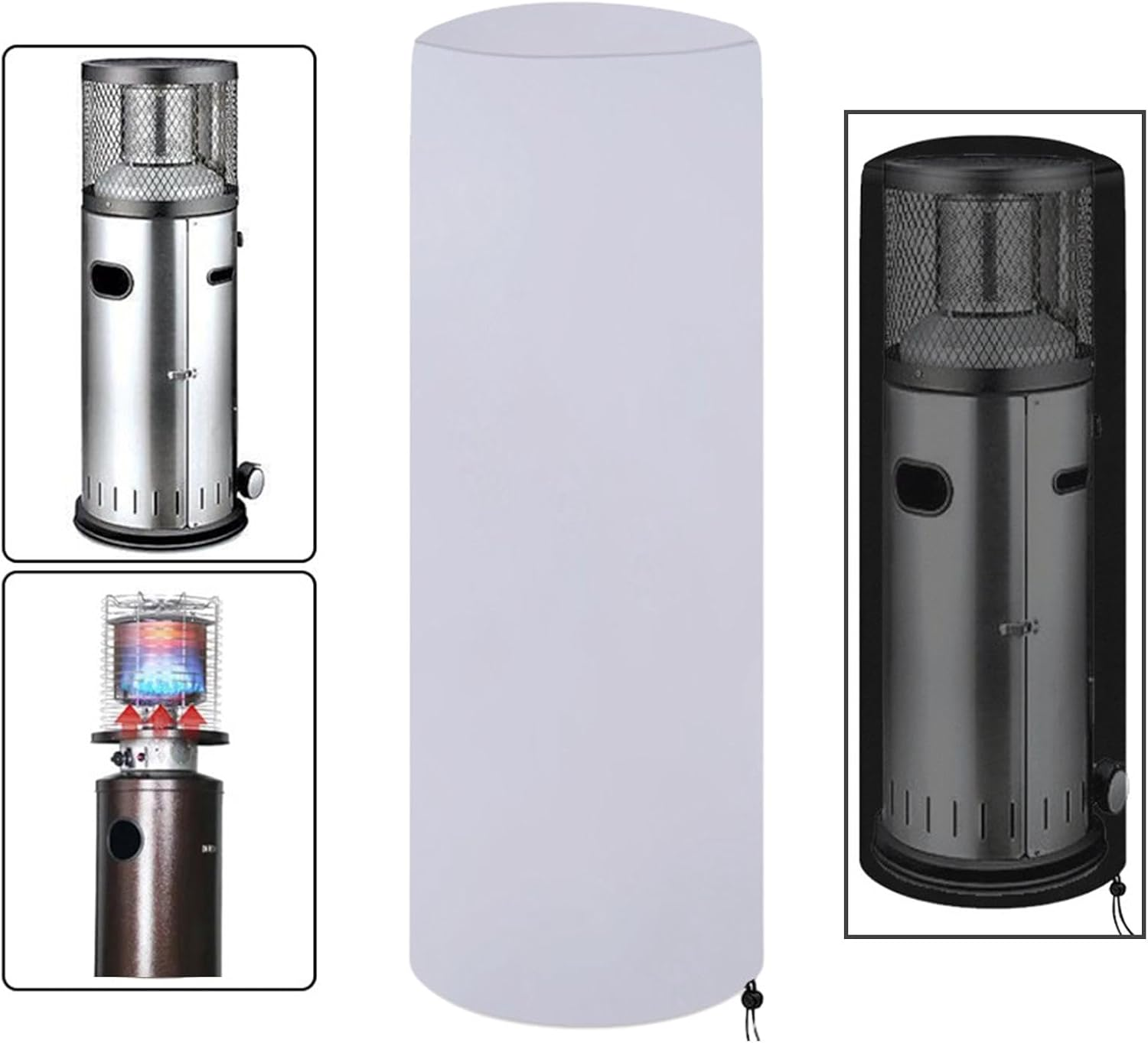 Patio Heater Cover Waterproof Easy Installation Protection Universal Dust Case Weather Resistant Outdoor Outdoor Heater Cover, Silver - Silver image number 2