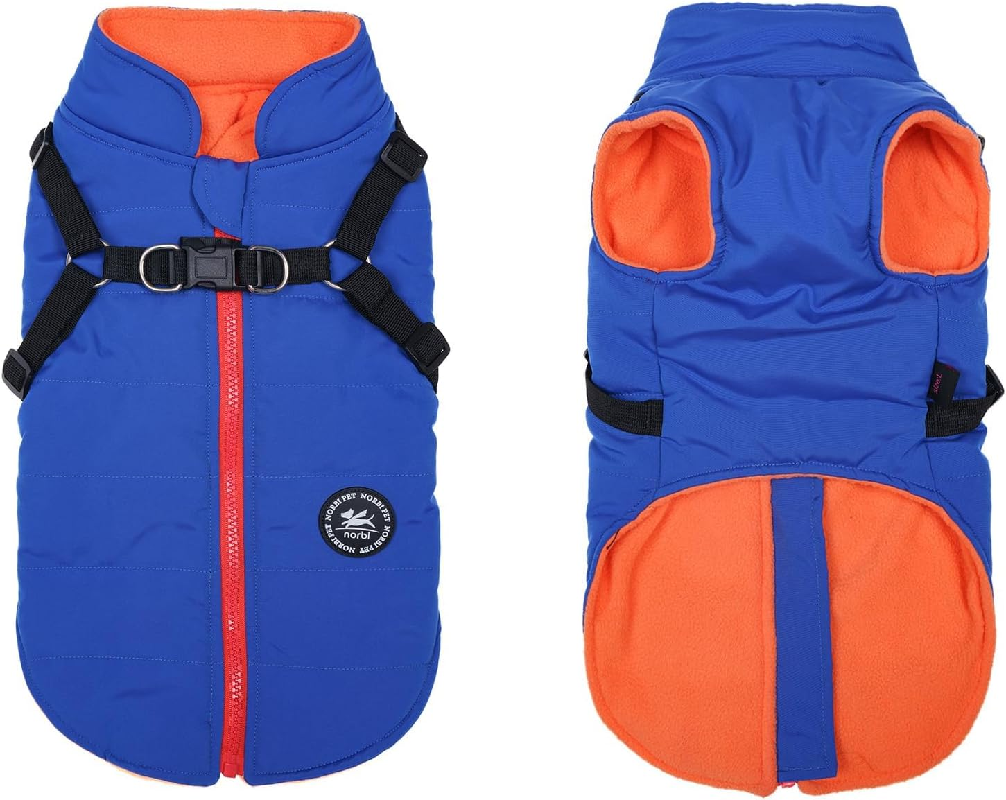 Norbi Dog Winter Coat with Harness Built In, Waterproof Windproof Jacket, Warm Puffer Vest for Small Medium Large Dogs, All Weather Cold Weather Gear for Walking(Black, M)