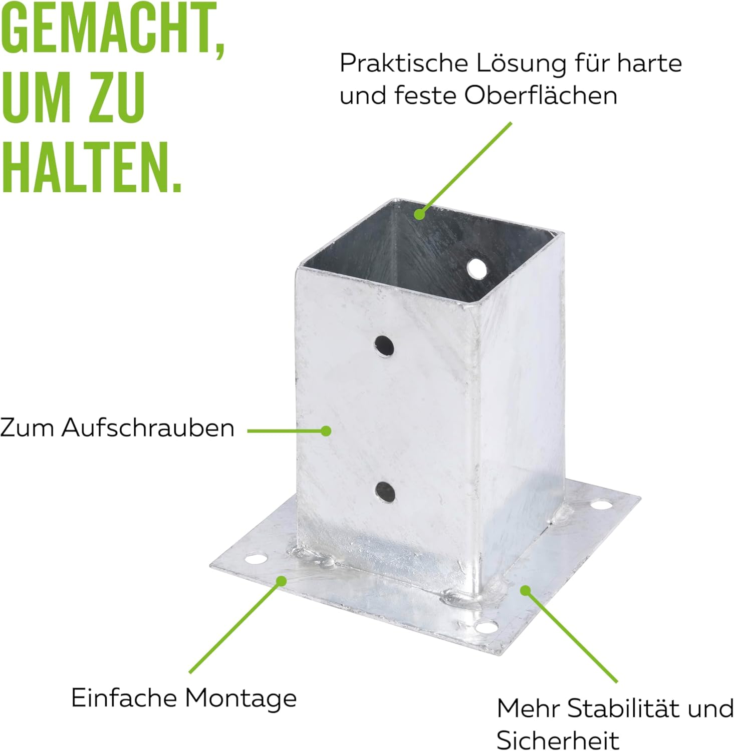 Screw-On Sleeve for Square Wooden Posts Hot-Dip Galvanised 91 X 91 Mm image number 6