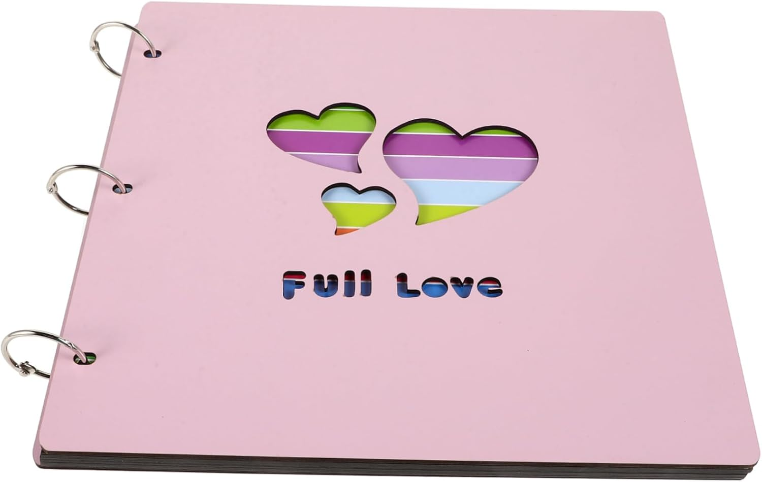 SOLUSTRE Wooden Photo Album Hollow Heart Design Scrapbook for Weddings Birthdays Memories Compact Easy to Use For image number 2