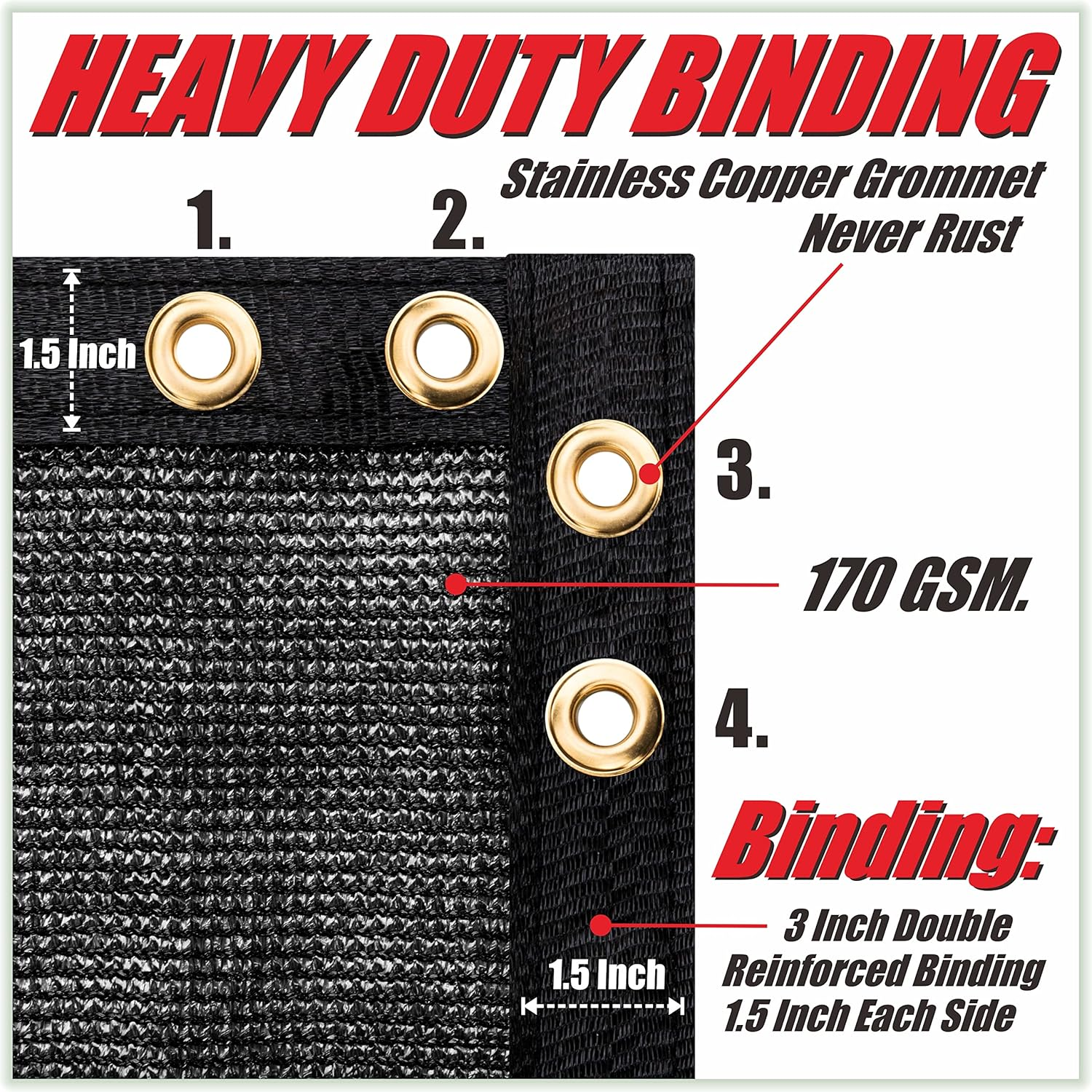 Colourtree 4' X 10' Black Shade Cloth Tarp with Grommets - 90% Sunblock, Durable Net Mesh Fabric for Dog Kennel, Plant Cover, Patio, Chicken Coop & Pet Playpen Roof (We Make Custom Size) image number 2