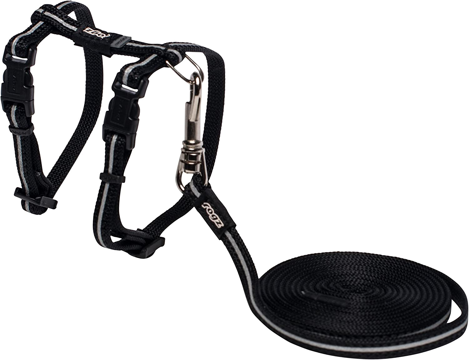 Rogz Alleycat Reflective Cat Harness Black Small with Variable Load Safety Release Buckle