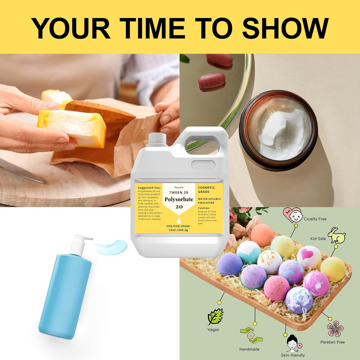 12 Oz Polysorbate 20 Emulsifier, Premium Polysorbate 20 (TWEEN 20) Liquid, 100% Pure, Cosmetics Grade, Gentle on Skin, Suitable for Making Lotions, Shampoos, Body Washes, Makeup Removers and More image number 5