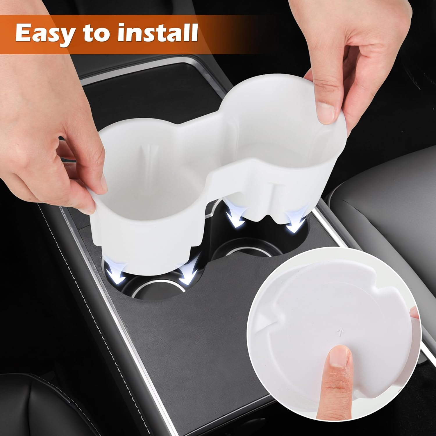 Frani Center Console Cup Holder Designed for Tesla Model 3 2021-2023 Model Y 2021-2024,Tesla Interior Center Console Accessories White - Blue image number 3